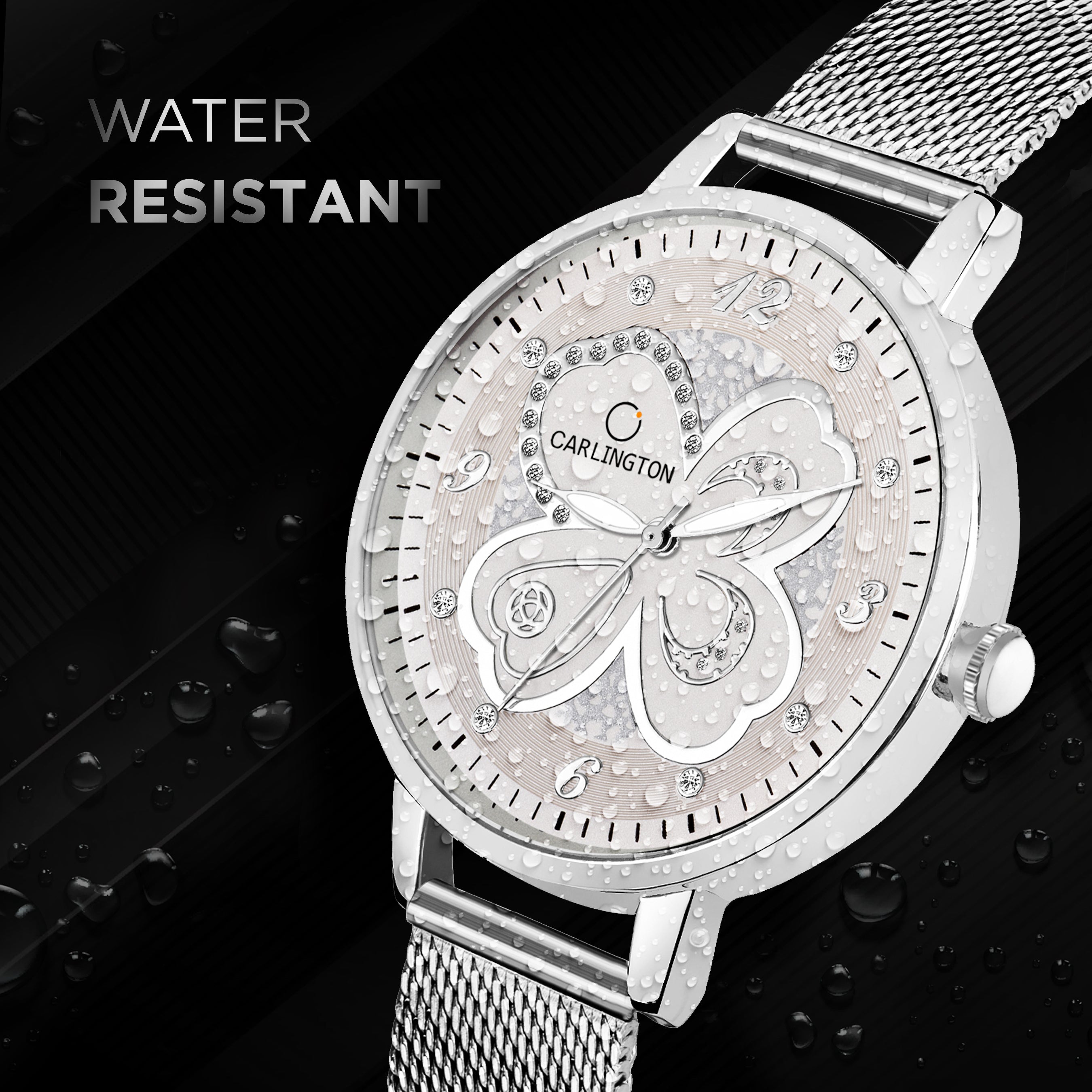 Carlington Elite Ladies Self Adjustable Mesh Strap Water Resistant Analog Watch - For Women CT2019