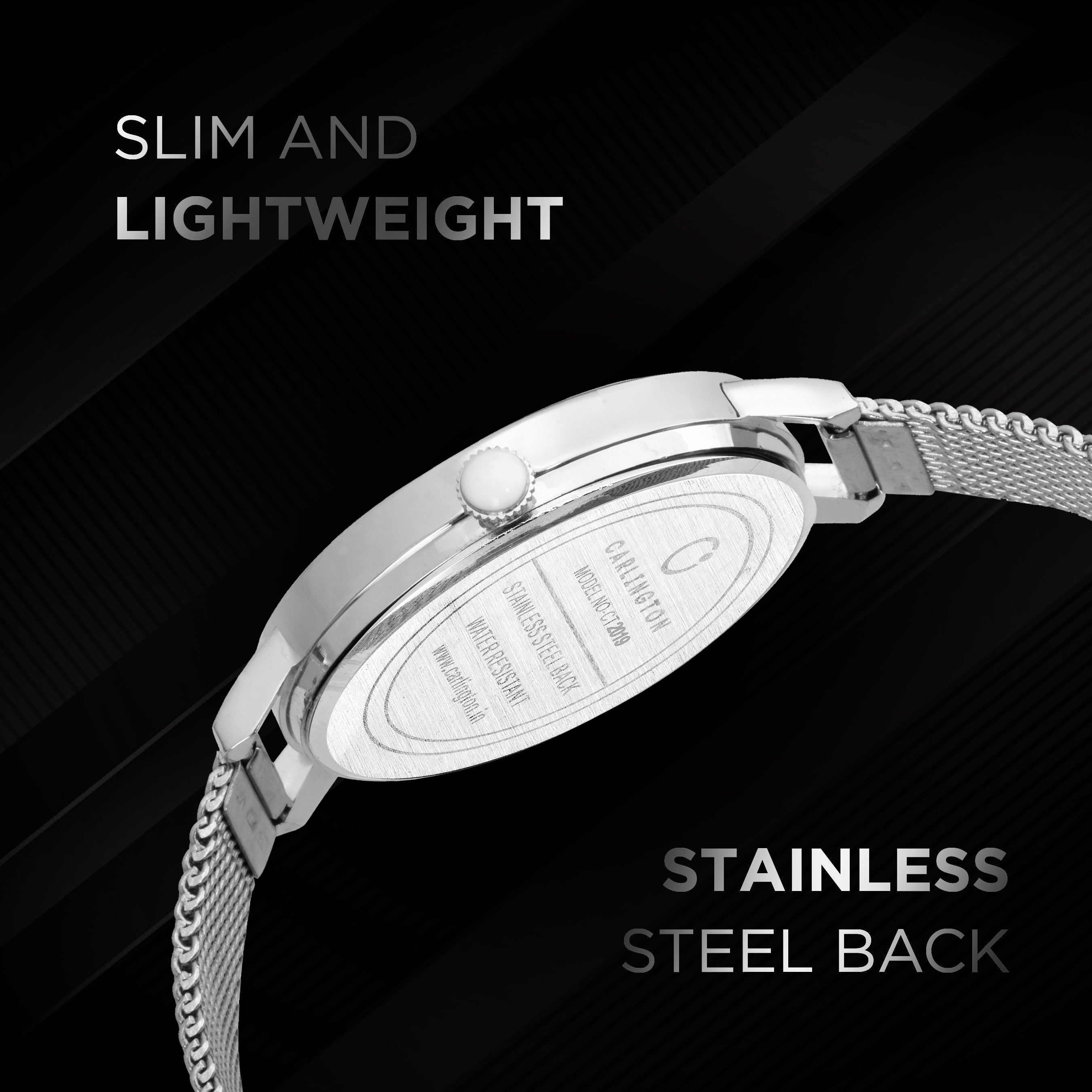 Carlington Elite Ladies Self Adjustable Mesh Strap Water Resistant Analog Watch - For Women CT2019