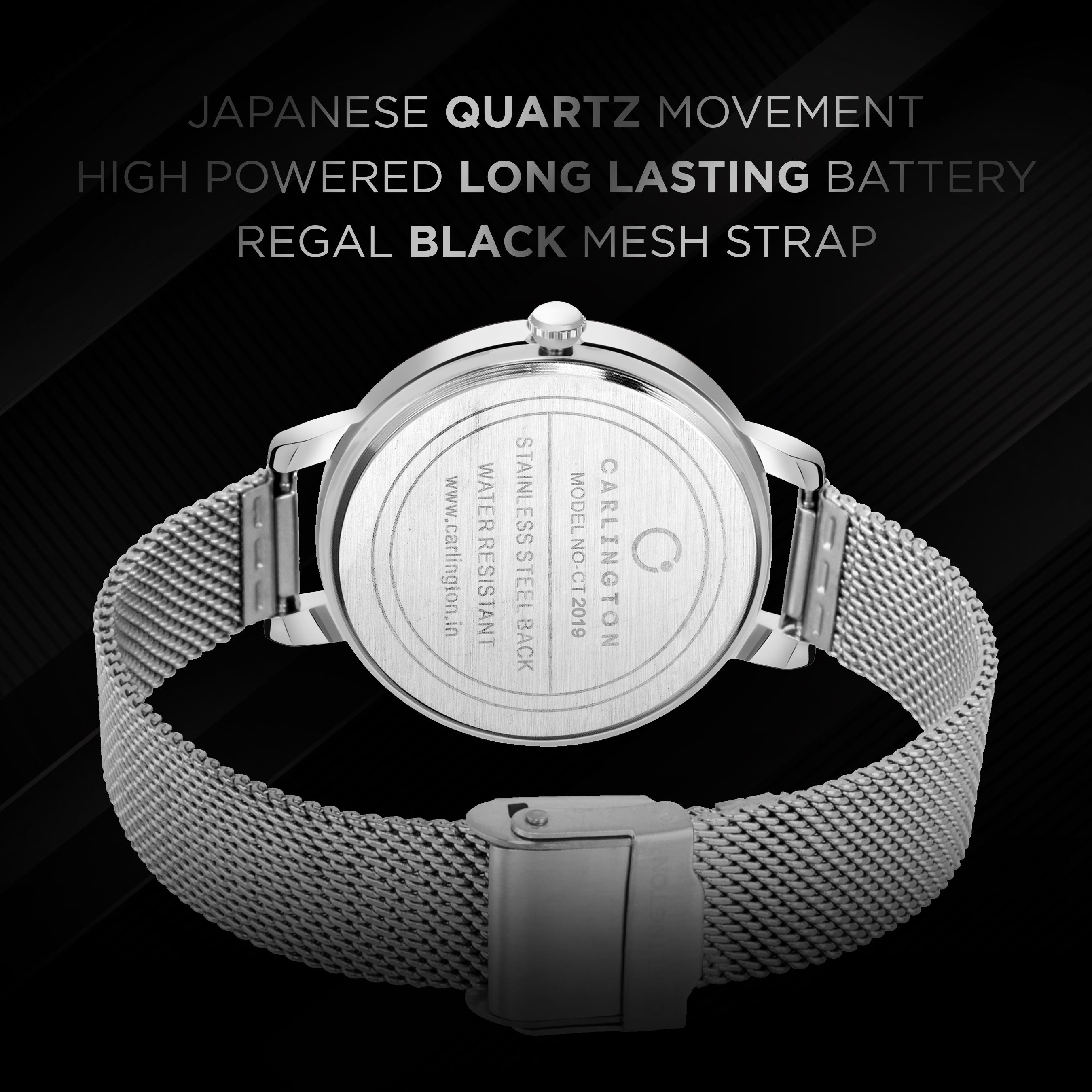Carlington Elite Ladies Self Adjustable Mesh Strap Water Resistant Analog Watch - For Women CT2019