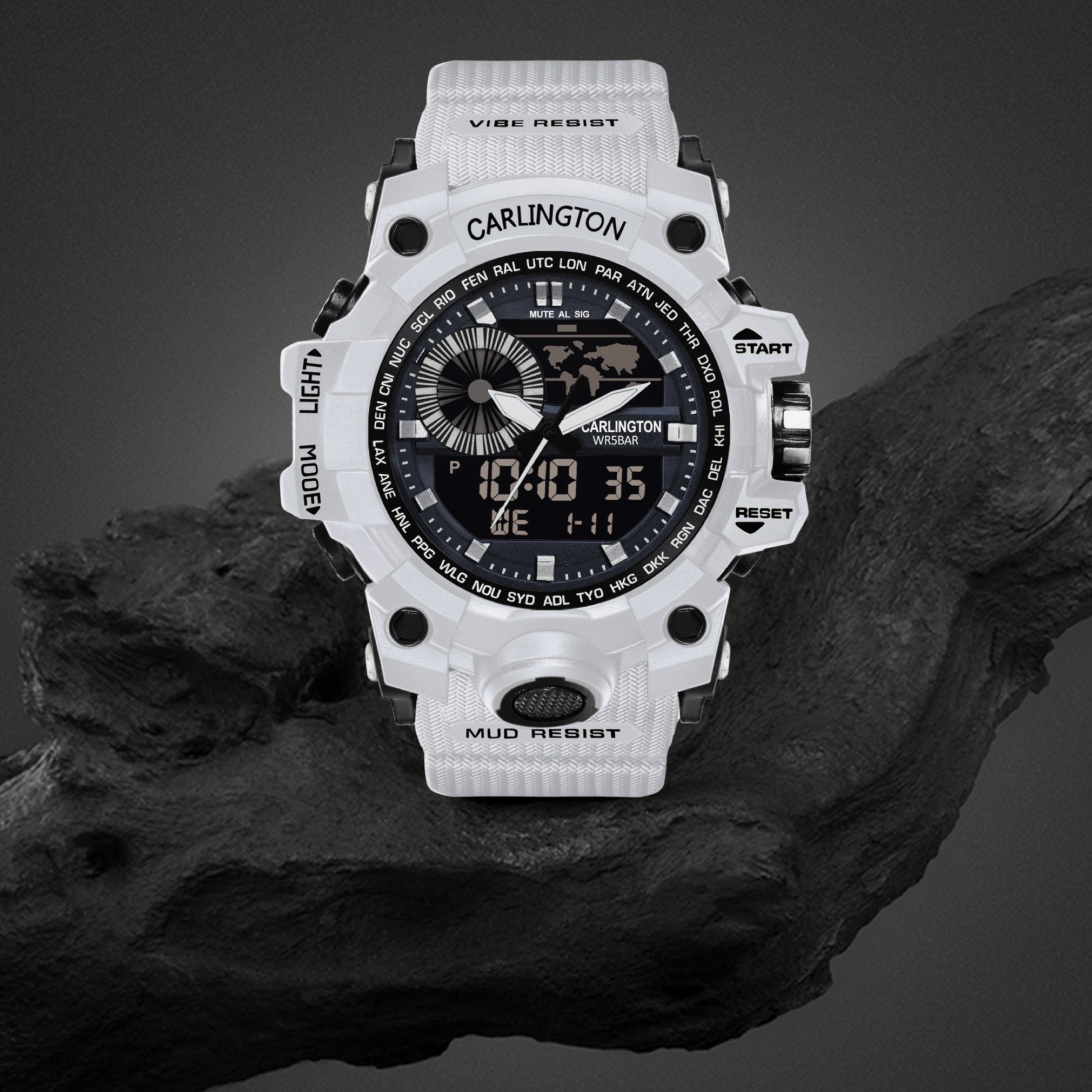 Carlington Analog-Digital Watch - 3388 White