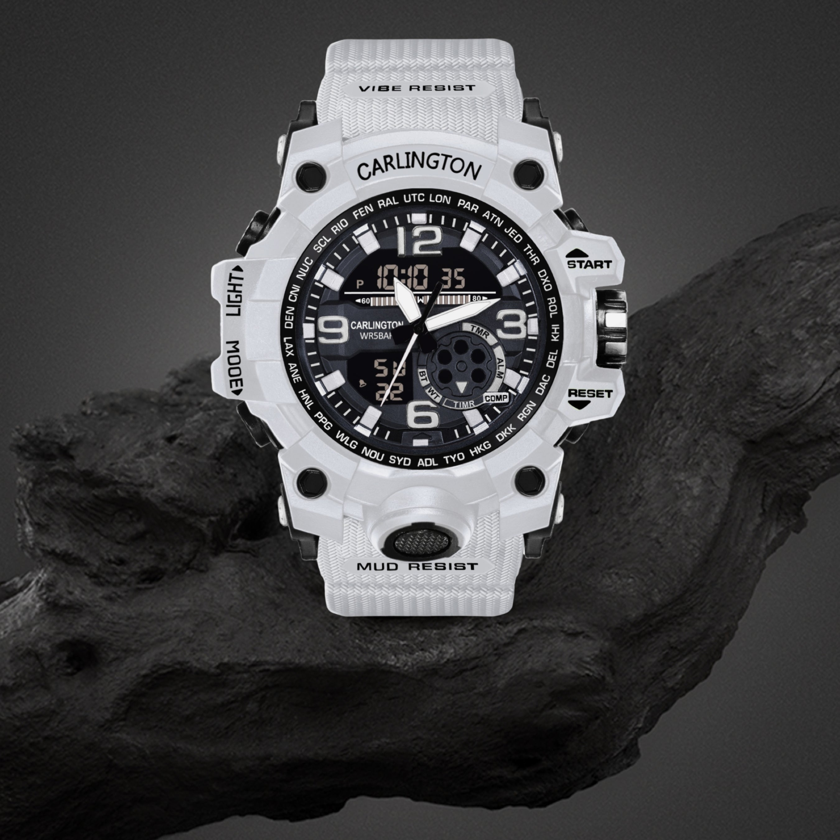 Carlington Analog Digital Sports Watch - 3355 White