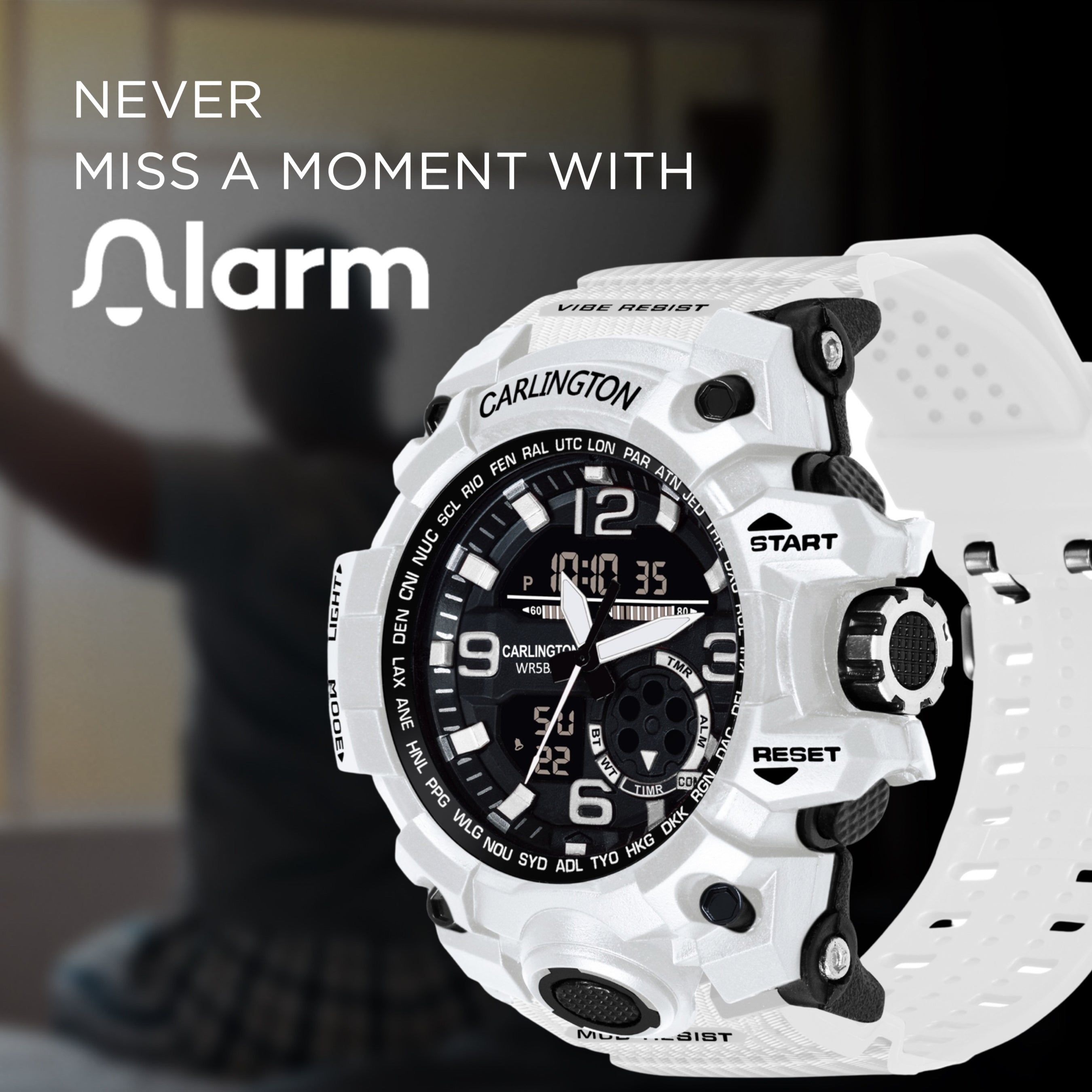 Carlington Analog Digital Sports Watch - 3355 White