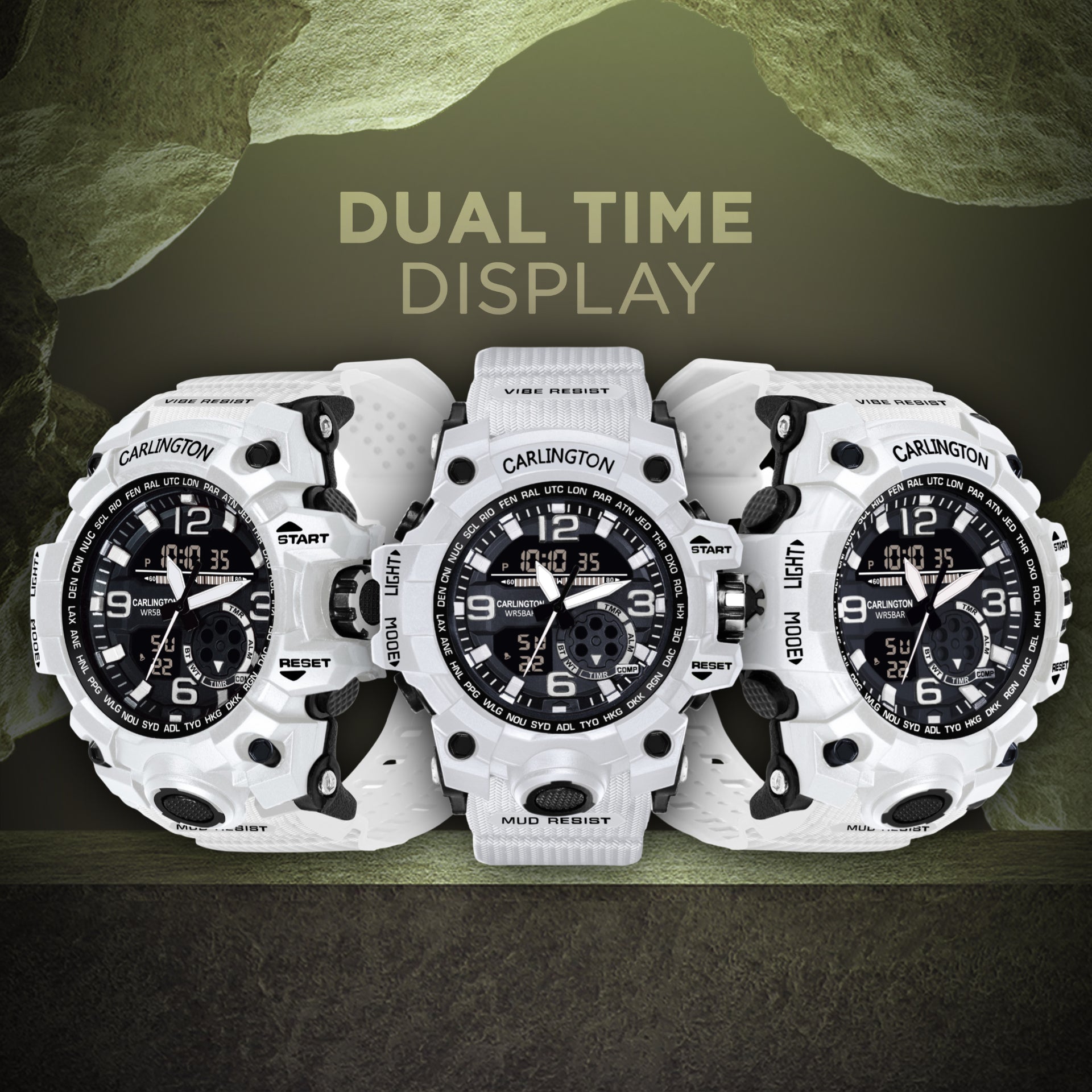 Carlington Analog Digital Sports Watch - 3355 White