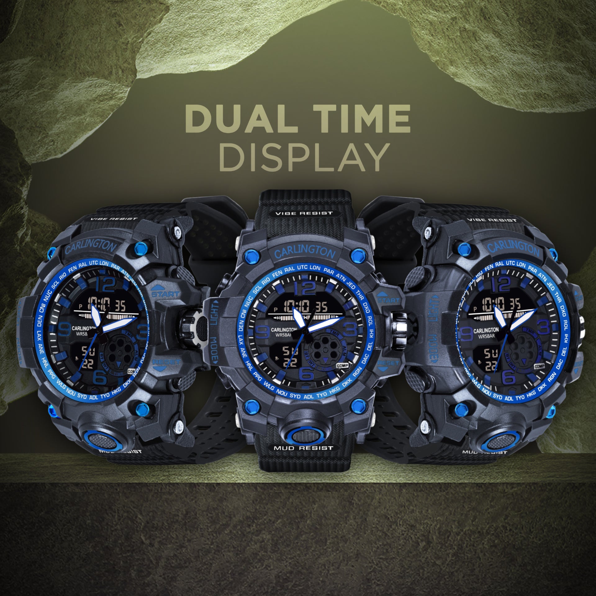 Carlington Analog Digital Sports Watch - 3355 Blue