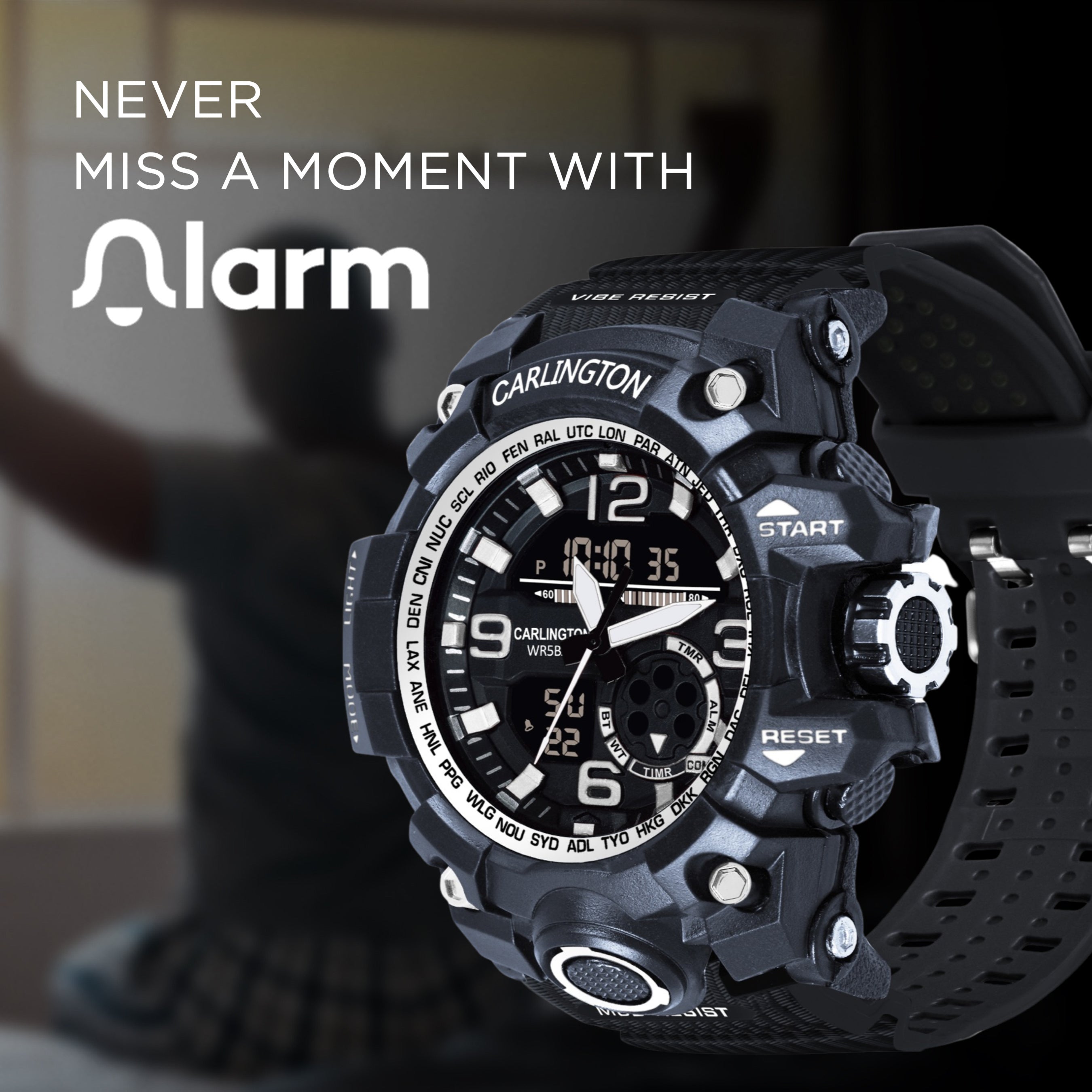 Carlington Analog Digital Sports Watch - 3355 Black