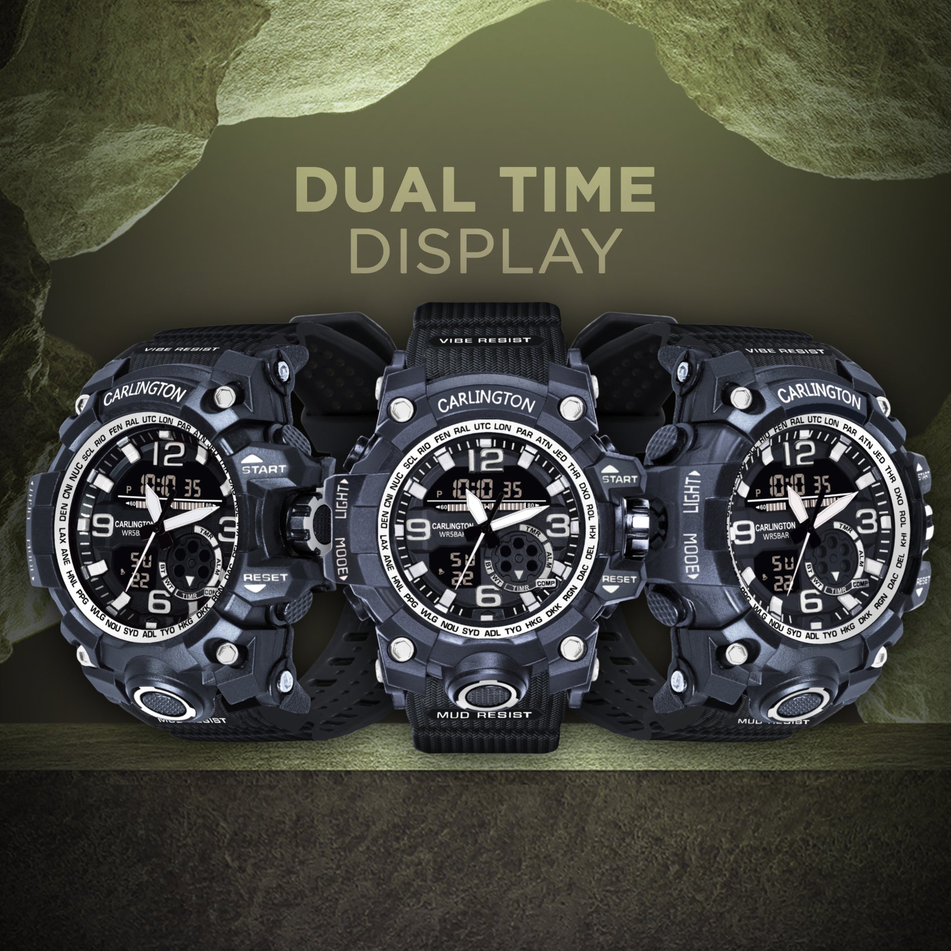 Carlington Analog Digital Sports Watch - 3355 Black