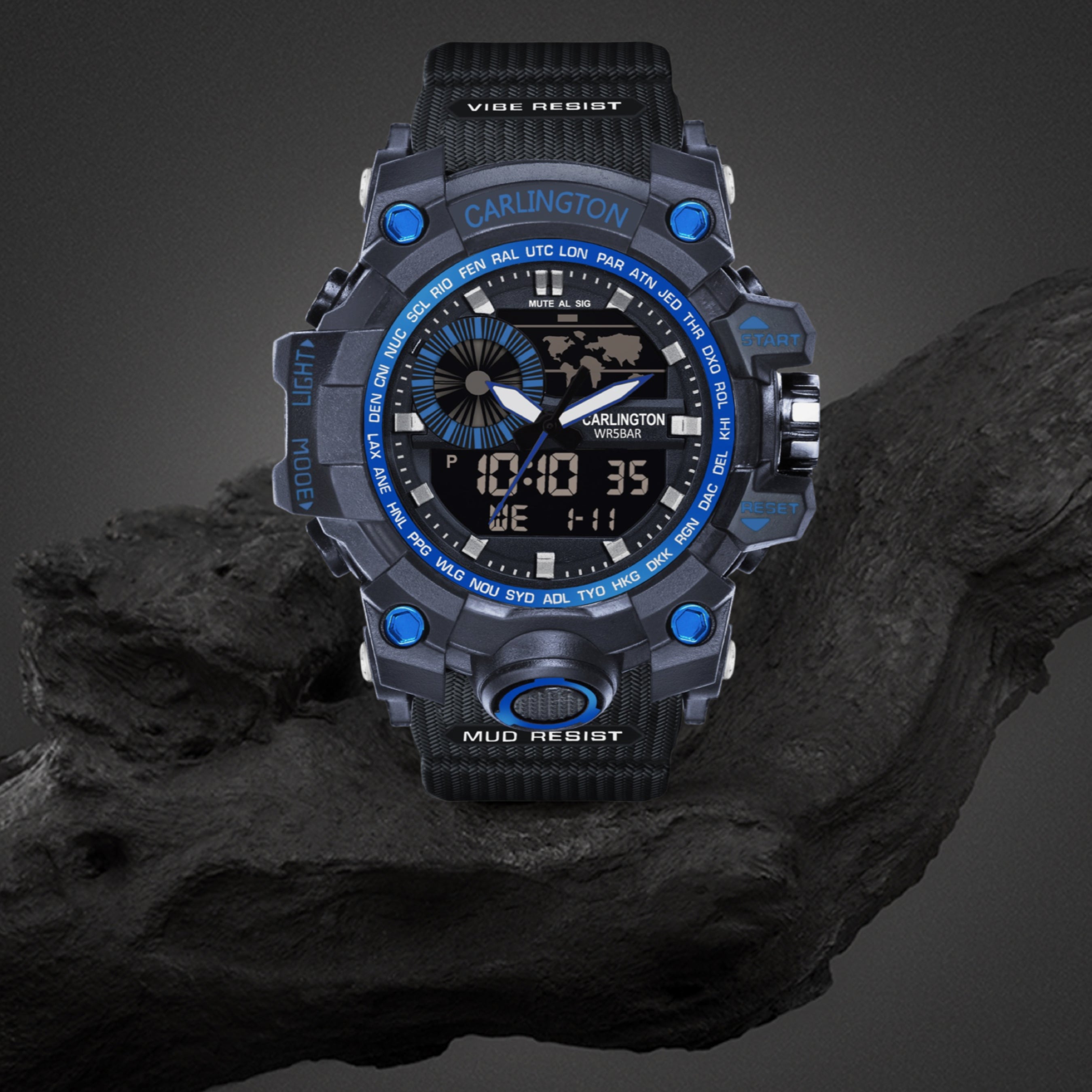 Carlington Analog-Digital Watch - 3388 Blue