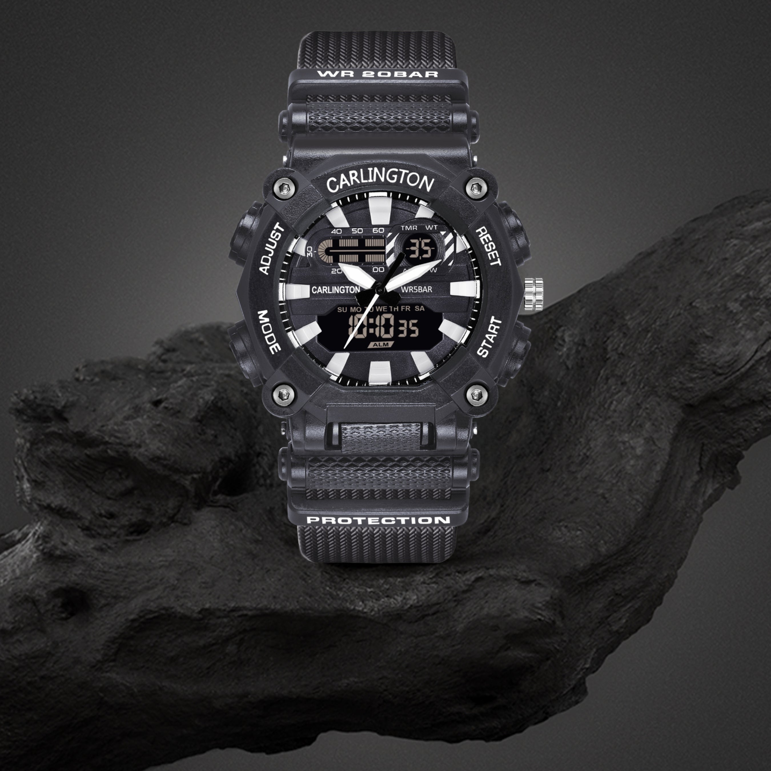 Carlington Analog-Digital Watch - 3311 Black