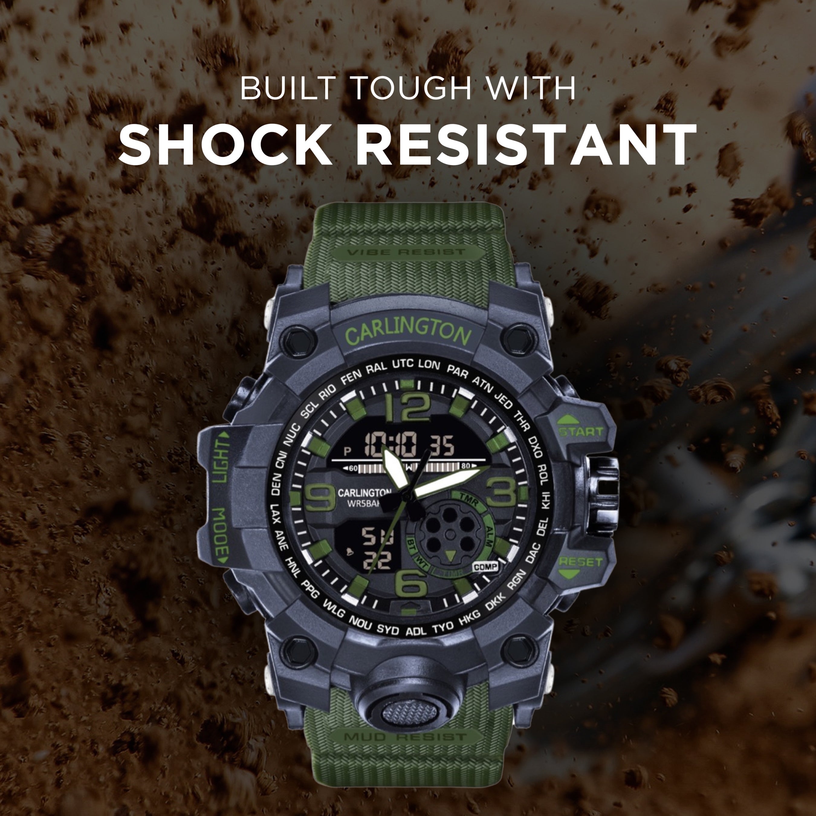 Carlington Analog Digital Sports Watch - 3355 Green