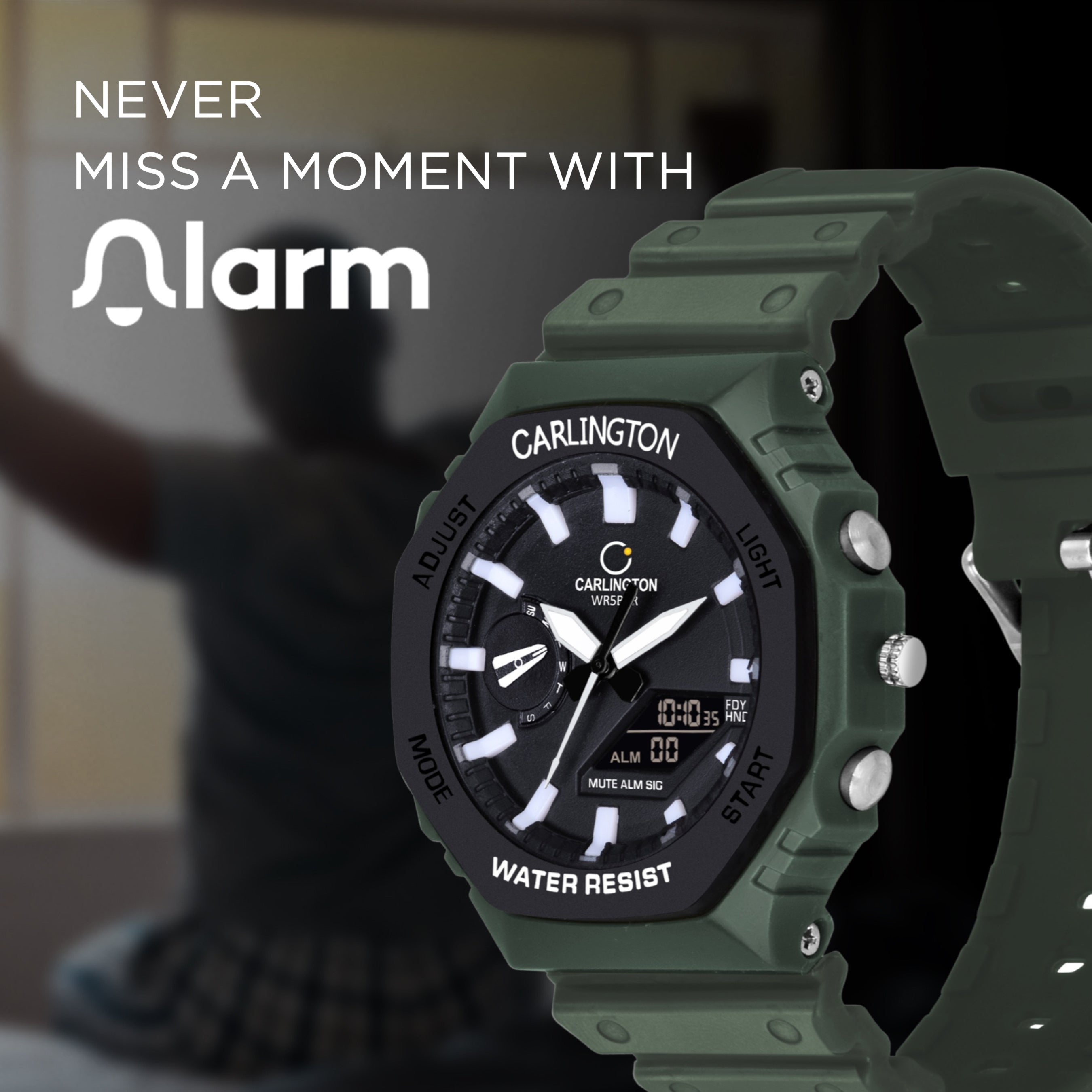 Carlington Analog-Digital Watch - 3322 Green