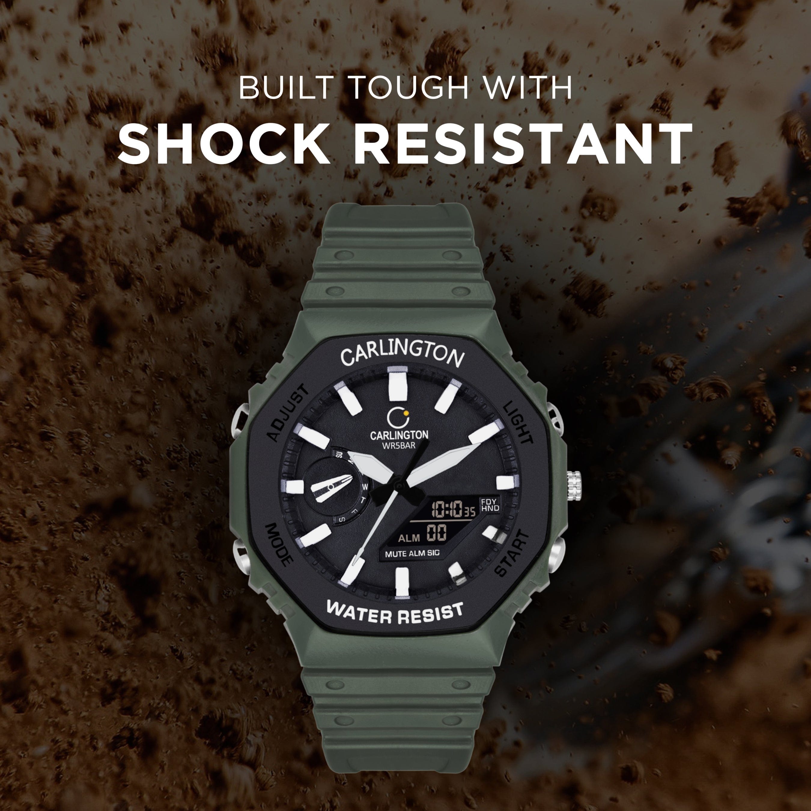 Carlington Analog-Digital Watch - 3322 Green