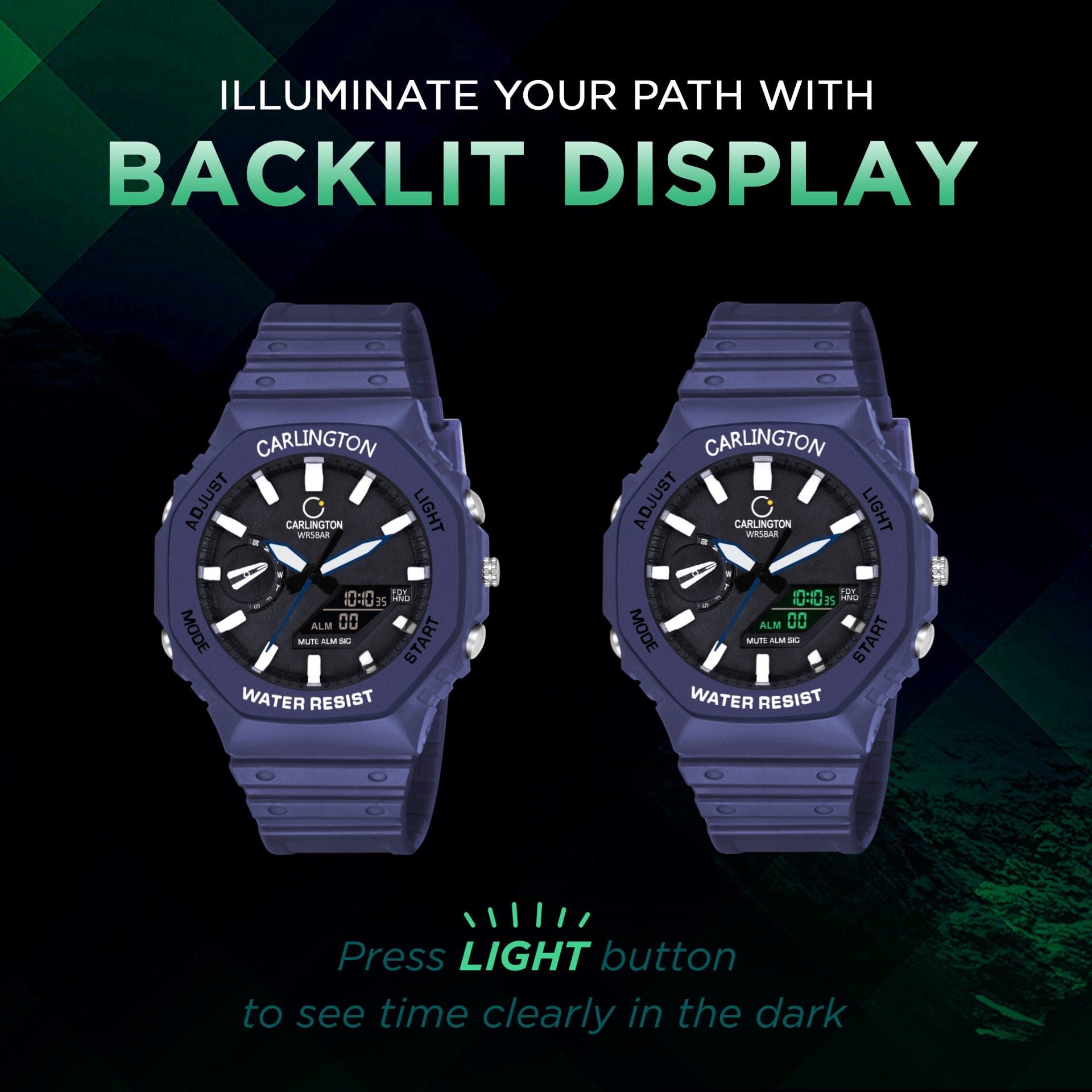 Carlington Analog-Digital Watch - 3322 Blue