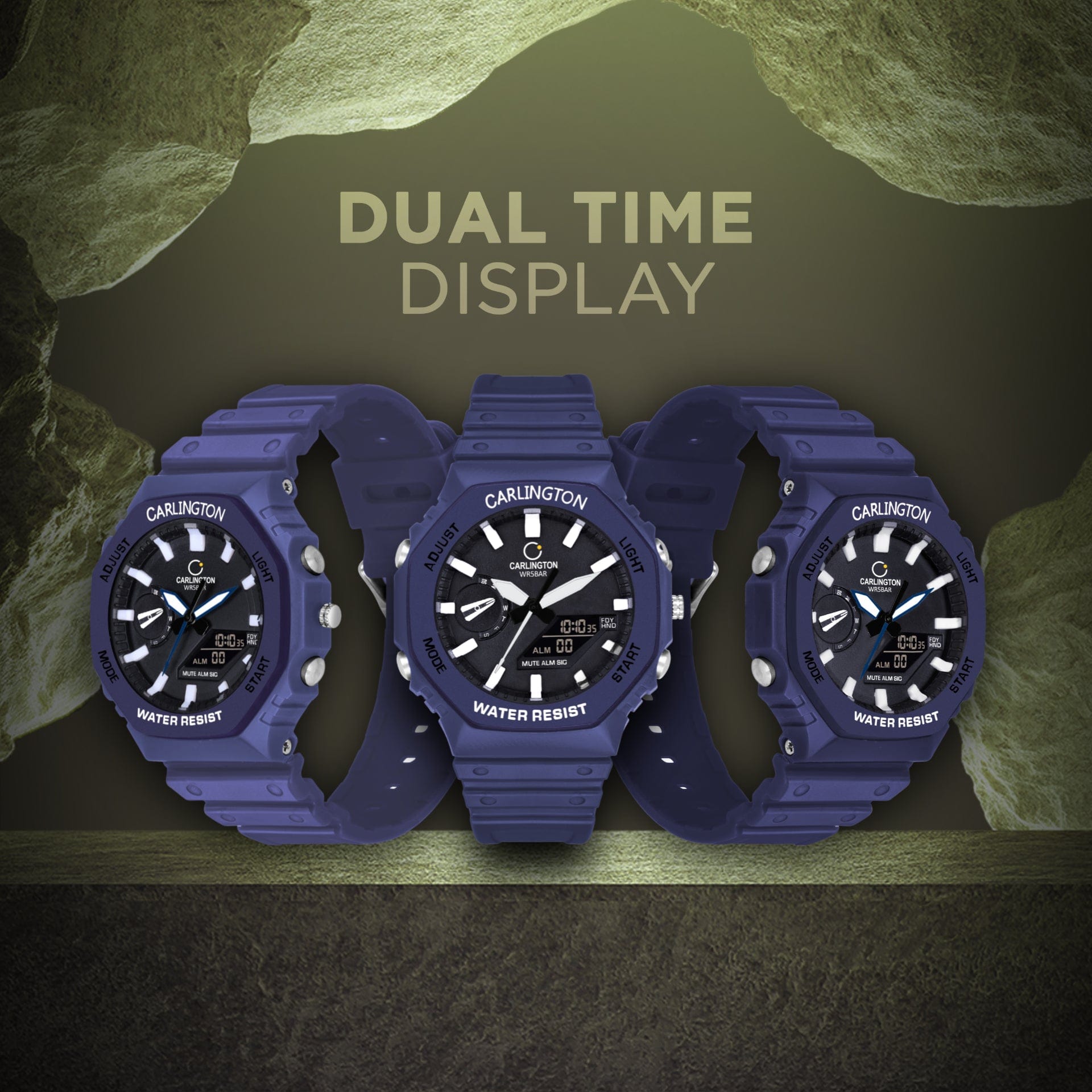 Carlington Analog-Digital Watch - 3322 Blue