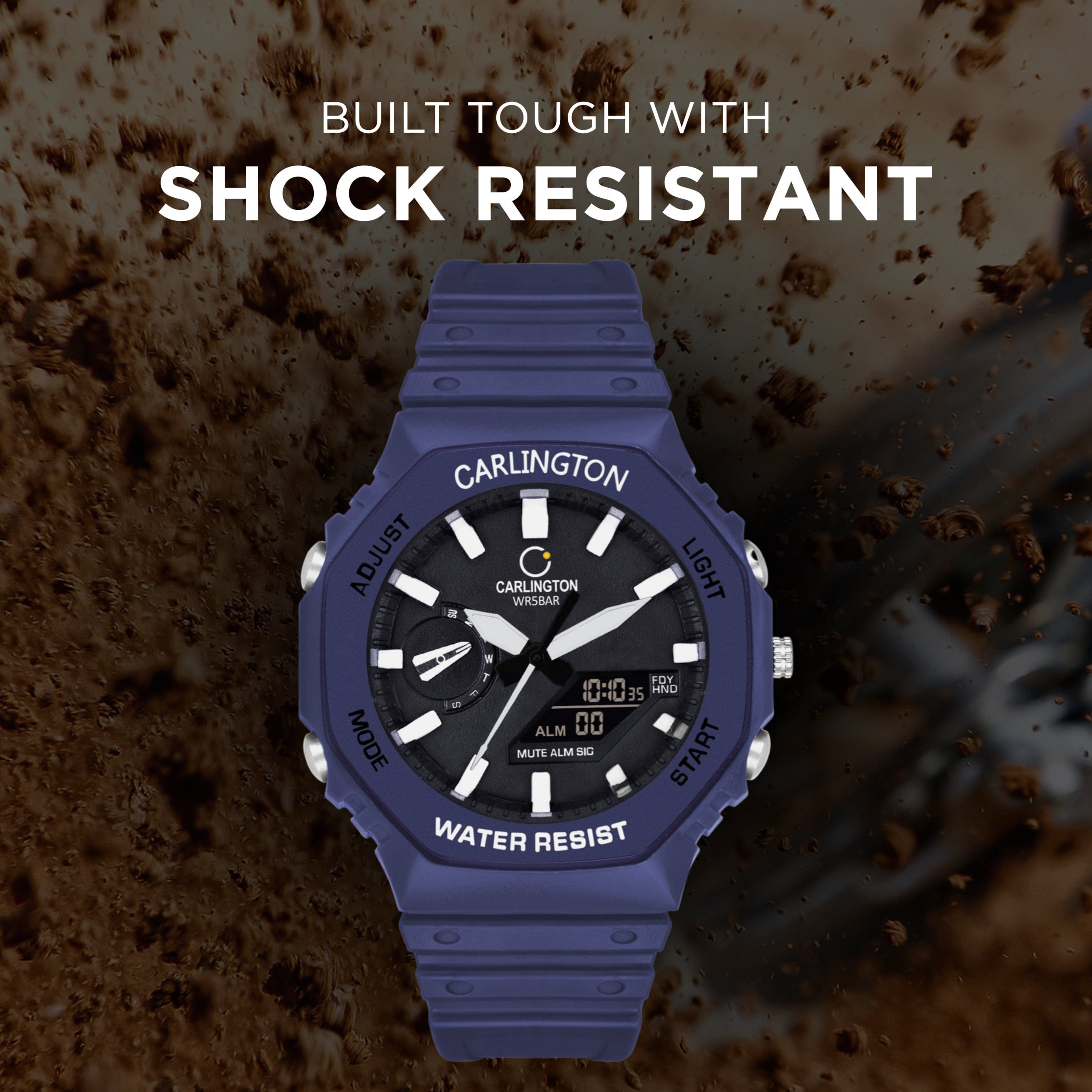 Carlington Analog-Digital Watch - 3322 Blue