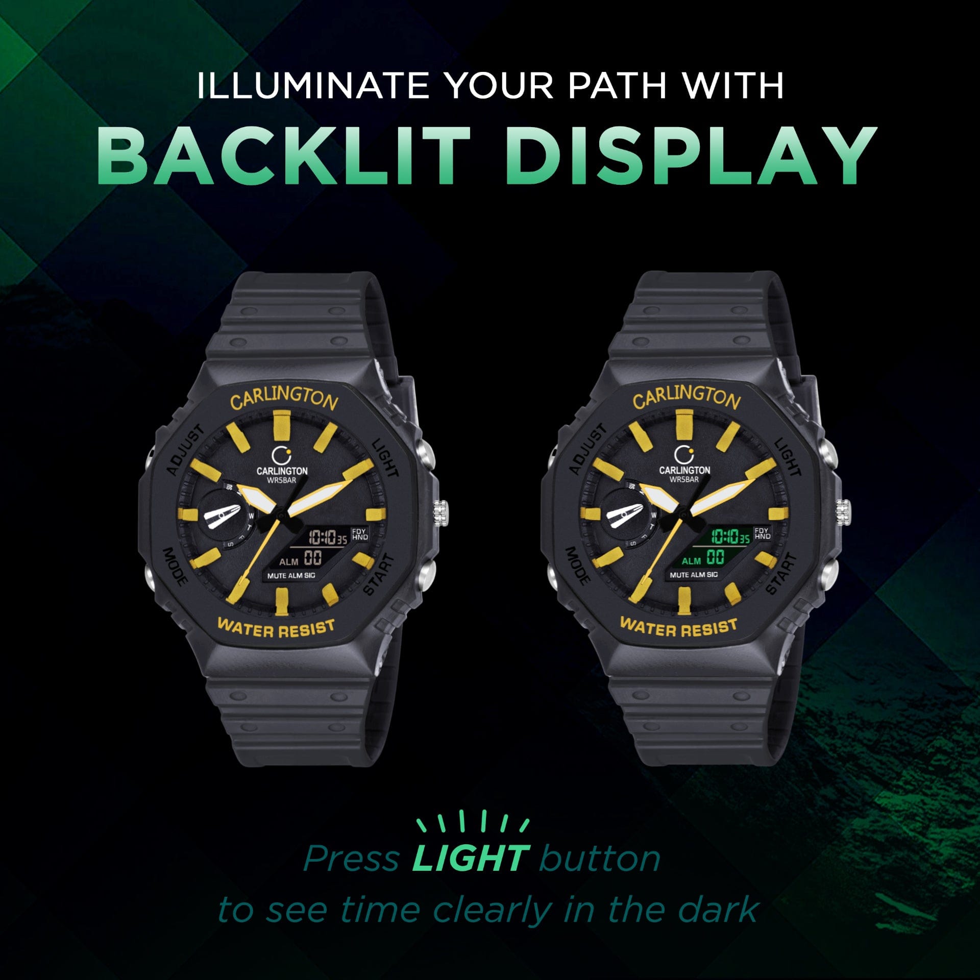 Carlington Analog-Digital Watch - 3322 Black