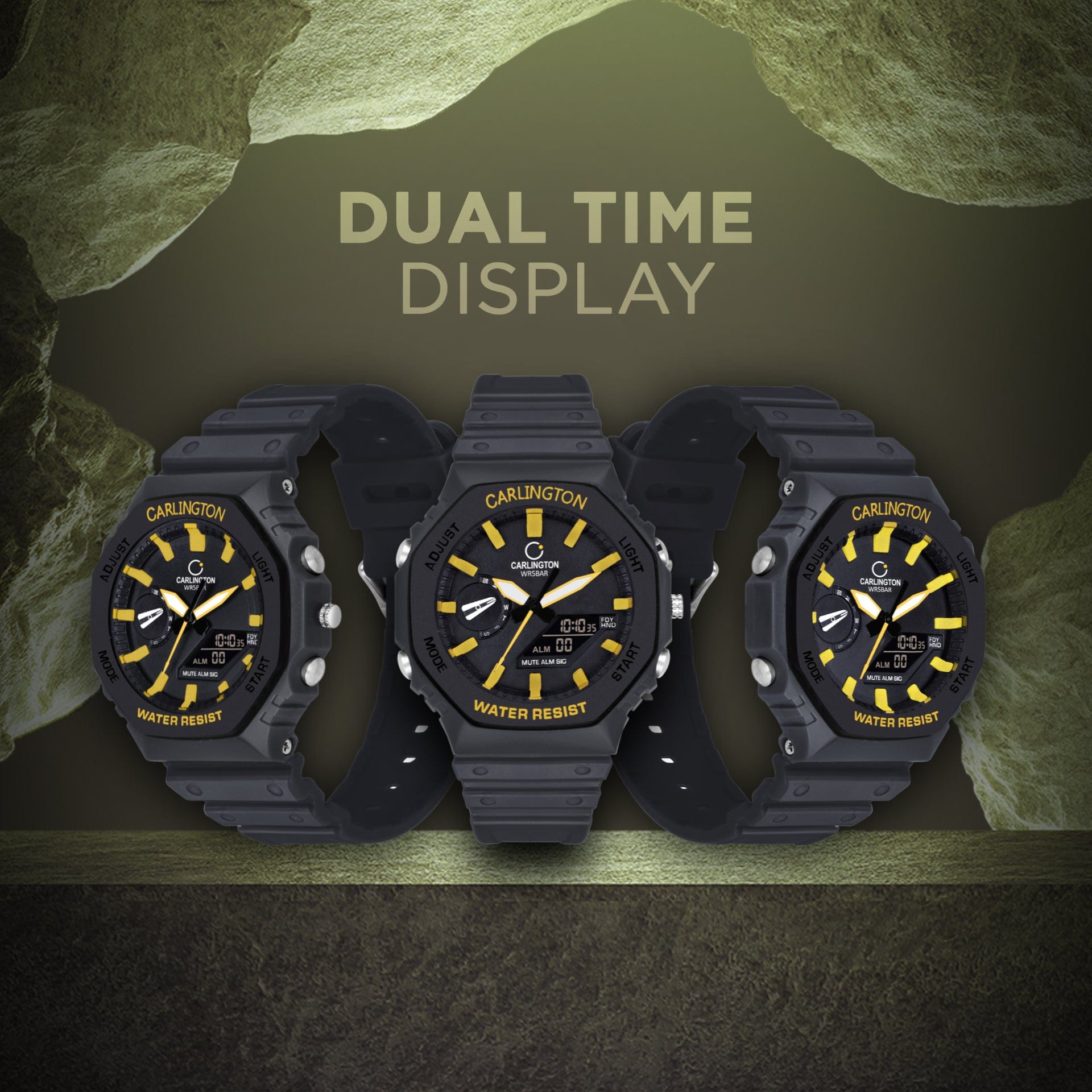 Carlington Analog-Digital Watch - 3322 Black