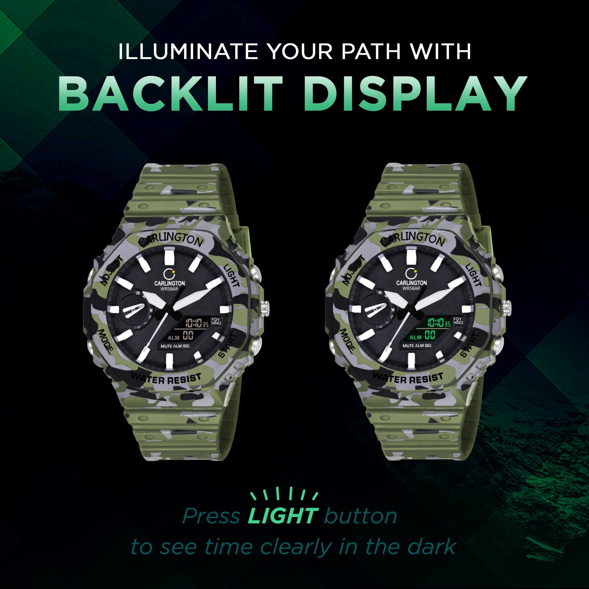Carlington Analog-Digital Watch - 3322 Army