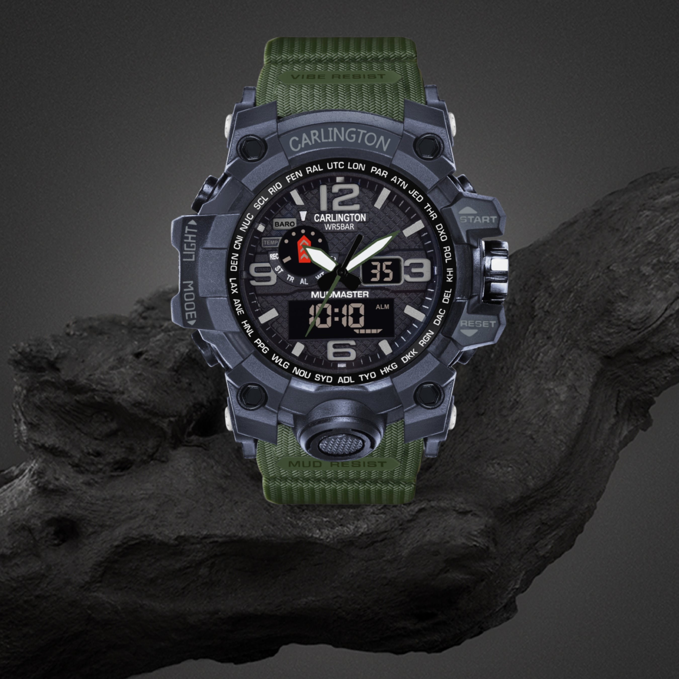 Carlington Aanlog-Digital Watch - 3344 Green