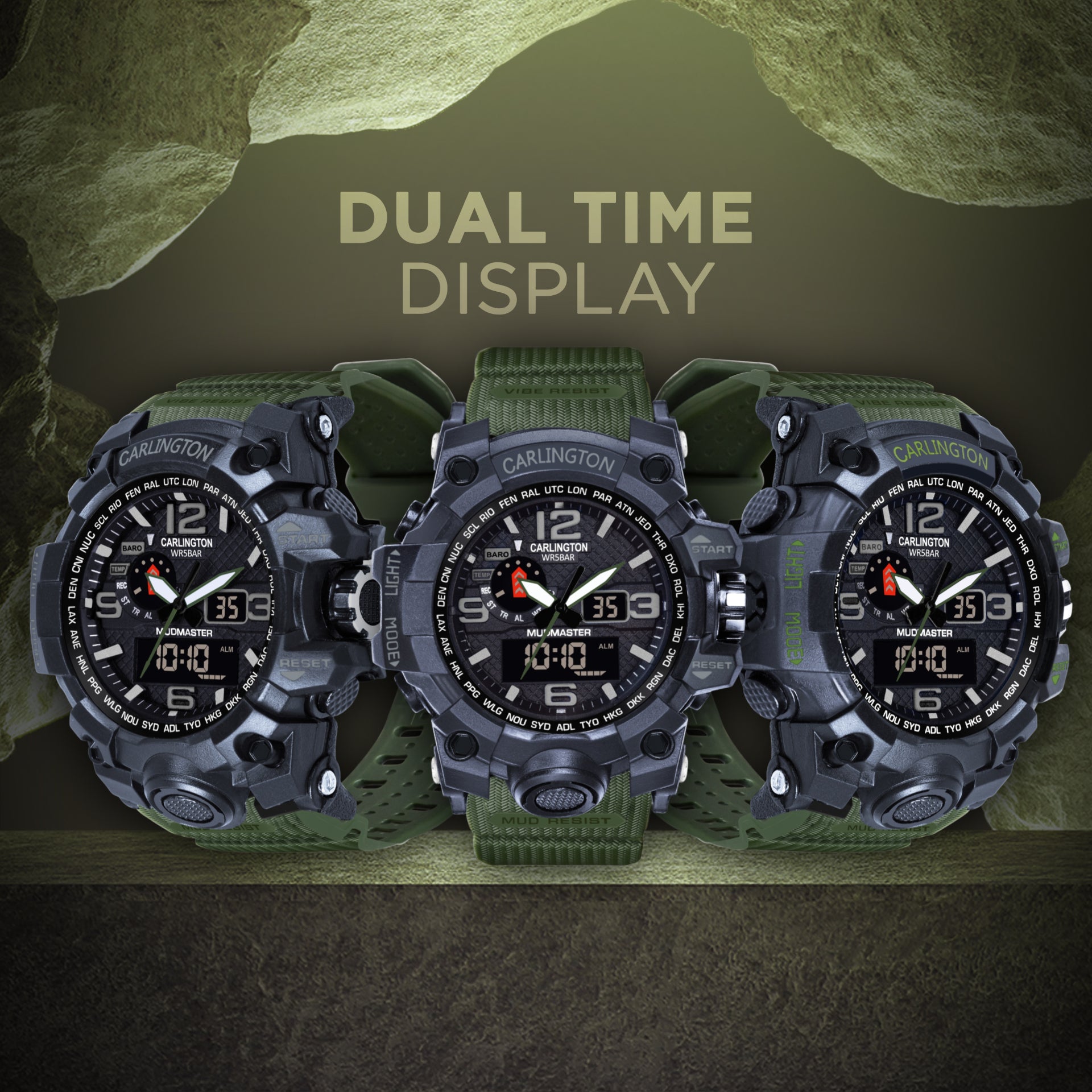 Carlington Aanlog-Digital Watch - 3344 Green