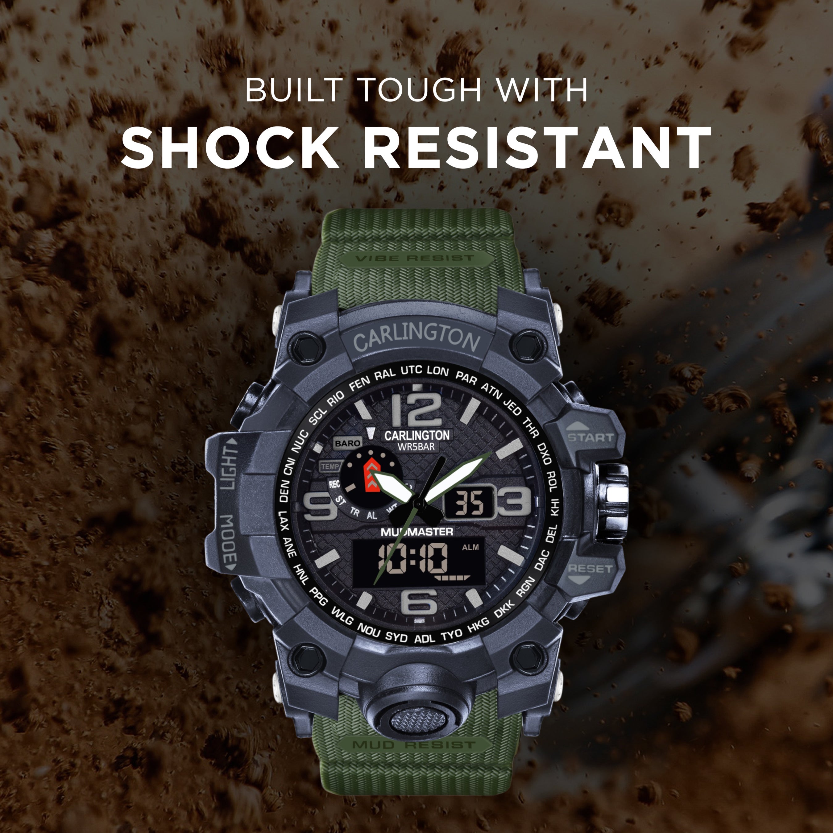 Carlington Aanlog-Digital Watch - 3344 Green