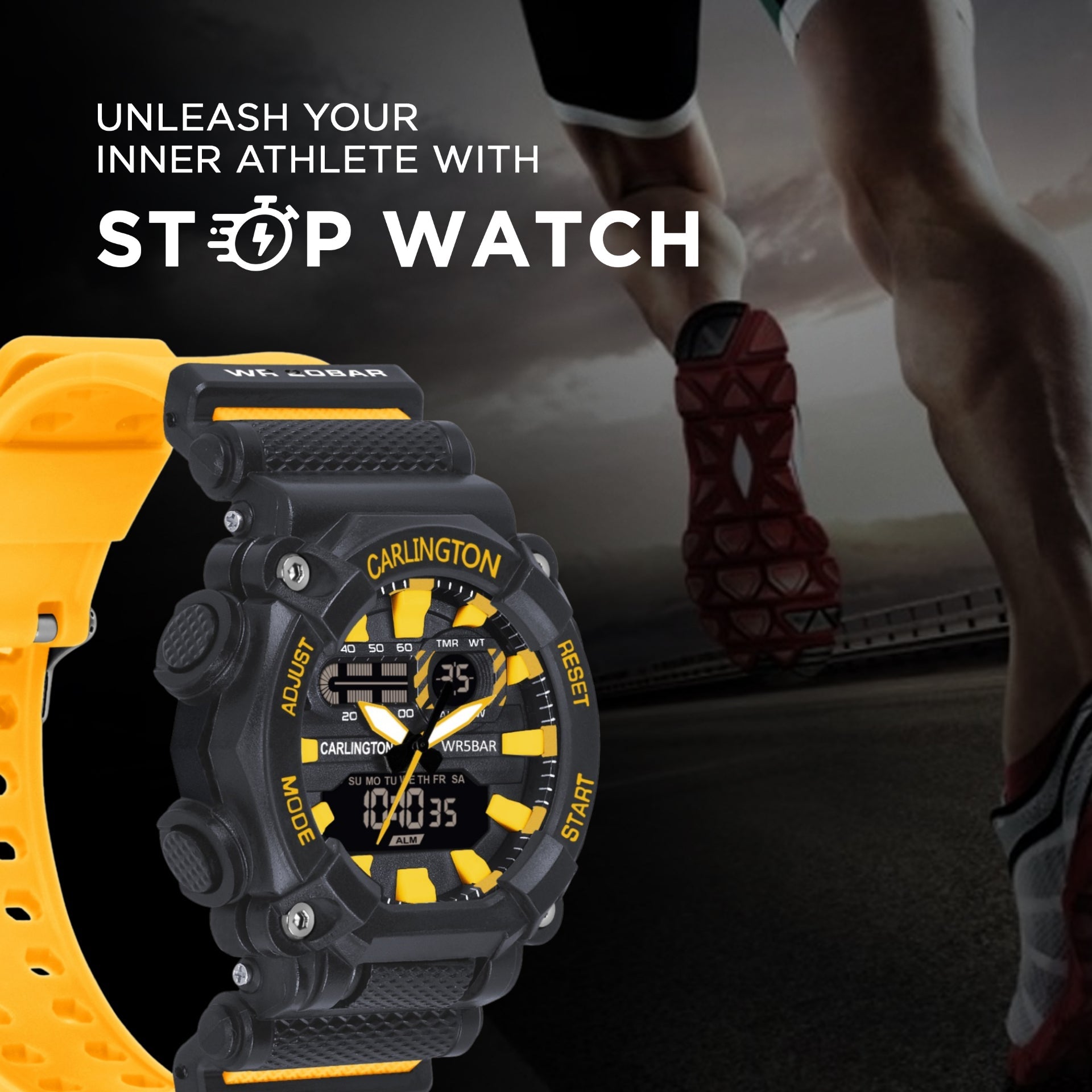 Carlington Analog-Digital Watch - 3311 Yellow