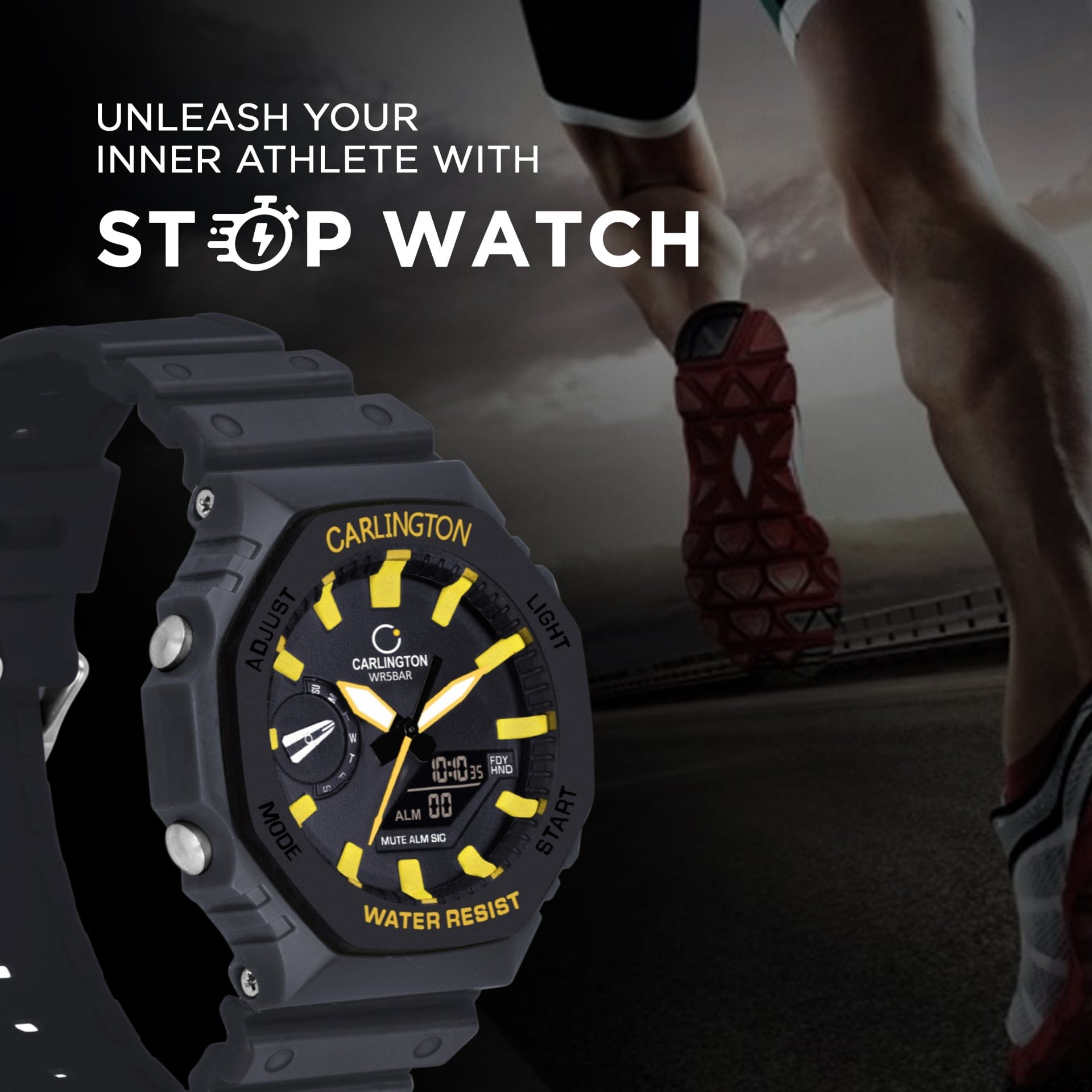Carlington Analog-Digital Watch - 3322 Black