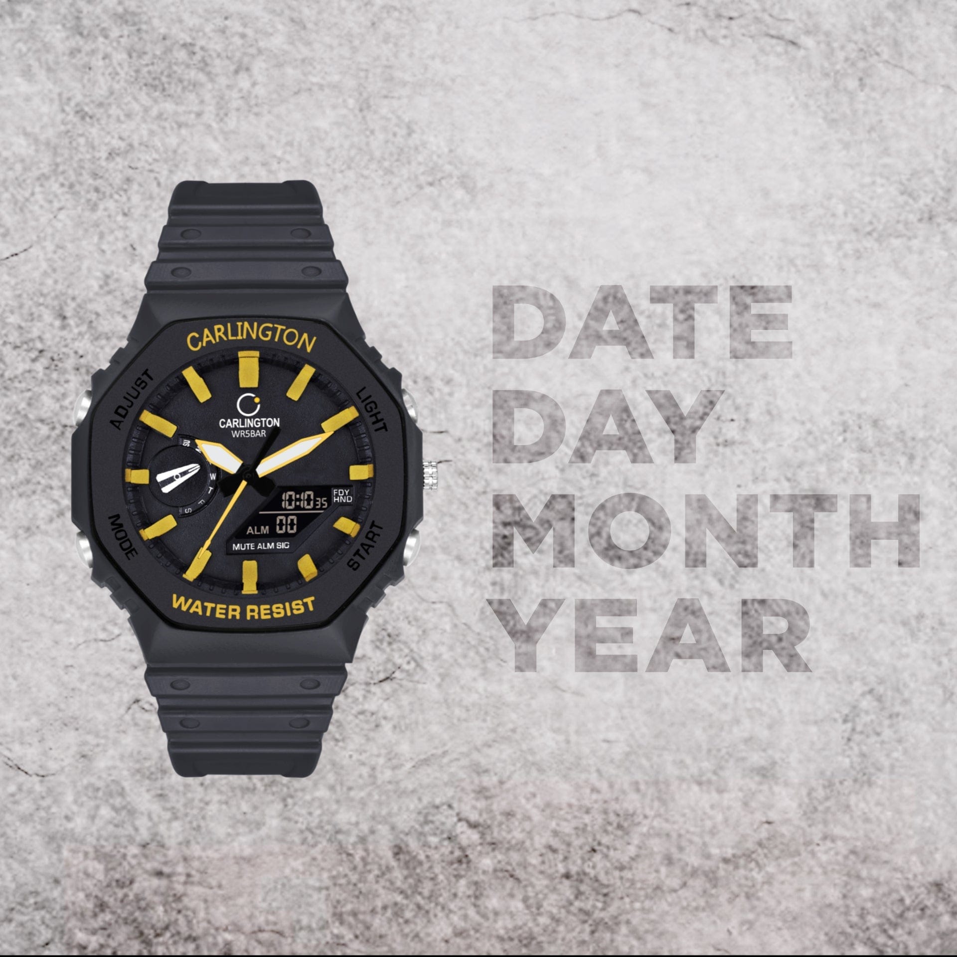 Carlington Analog-Digital Watch - 3322 Black