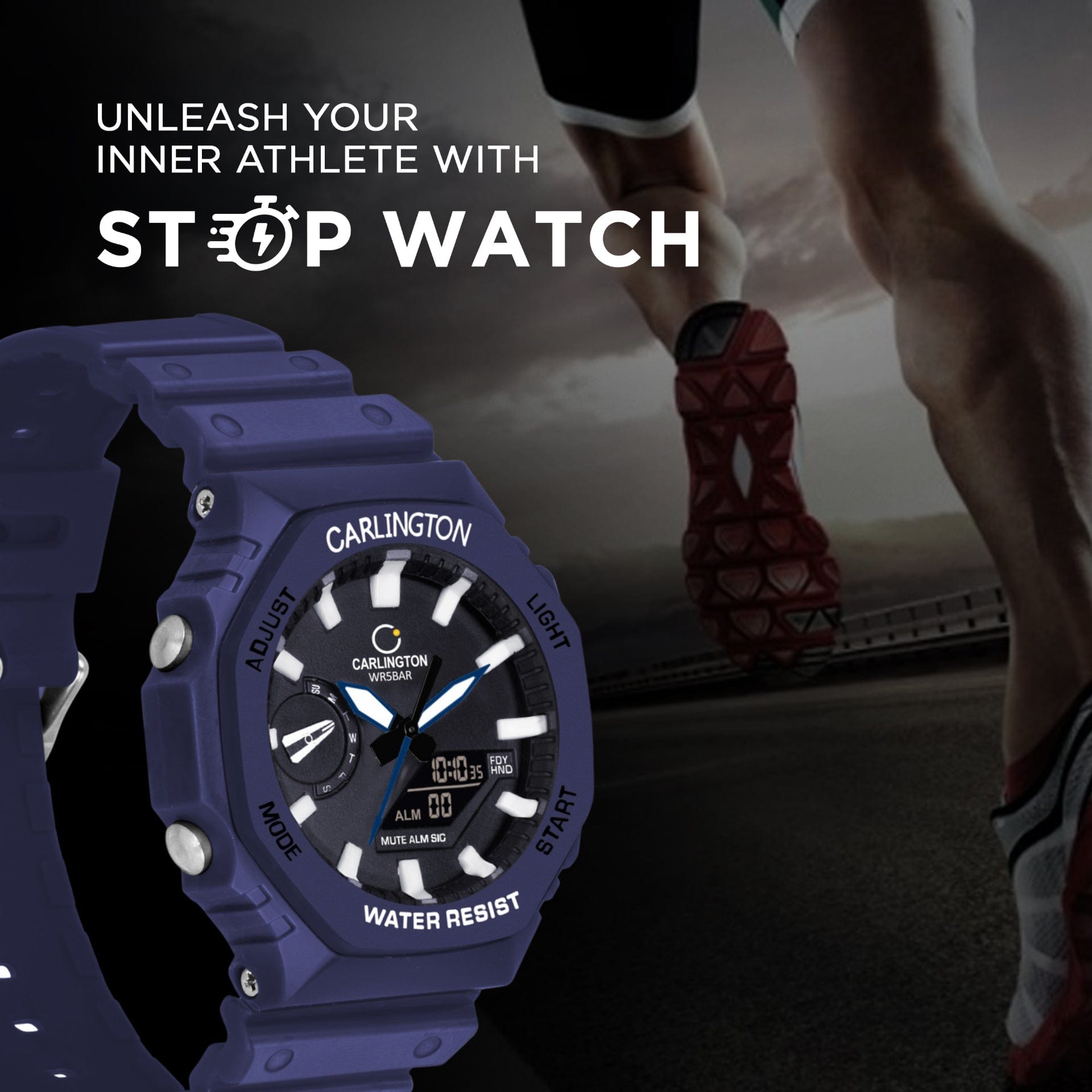 Carlington Analog-Digital Watch - 3322 Blue