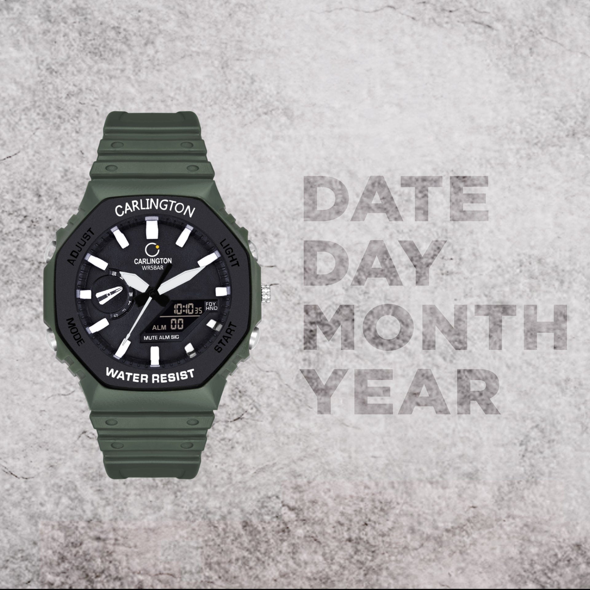 Carlington Analog-Digital Watch - 3322 Green