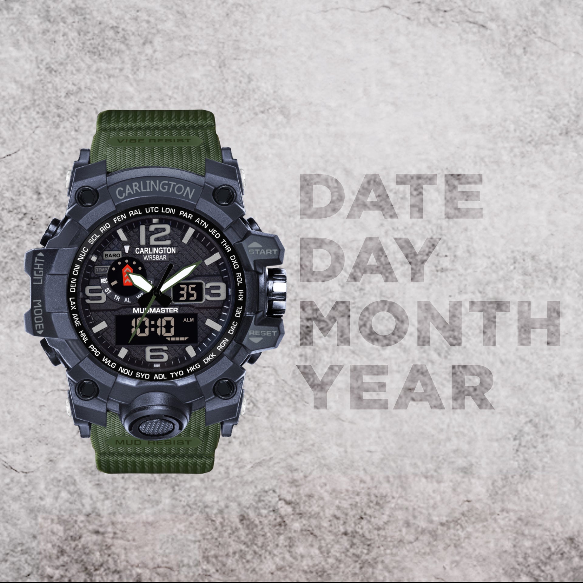 Carlington Aanlog-Digital Watch - 3344 Green