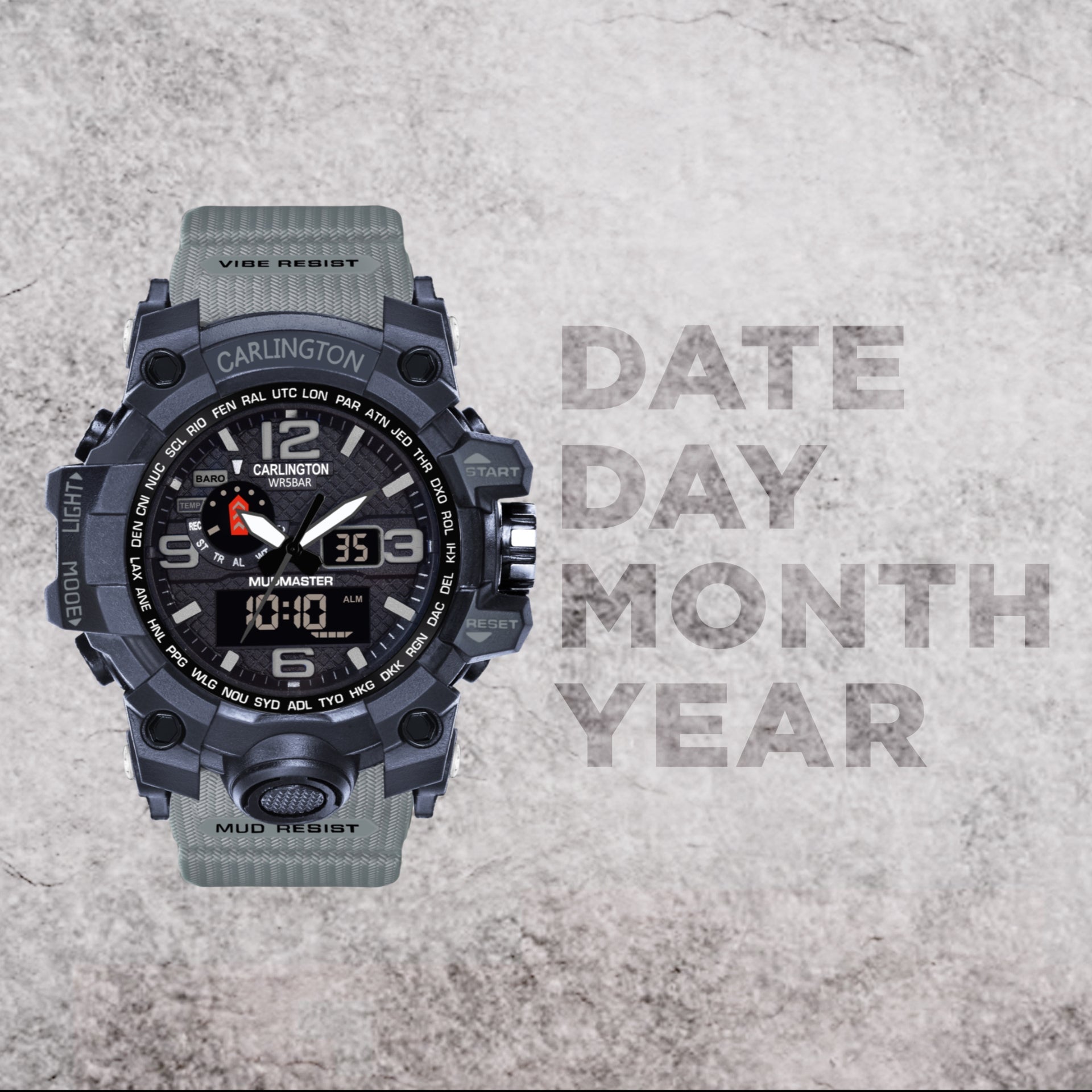 Carlington Aanlog-Digital Watch - 3344 Grey