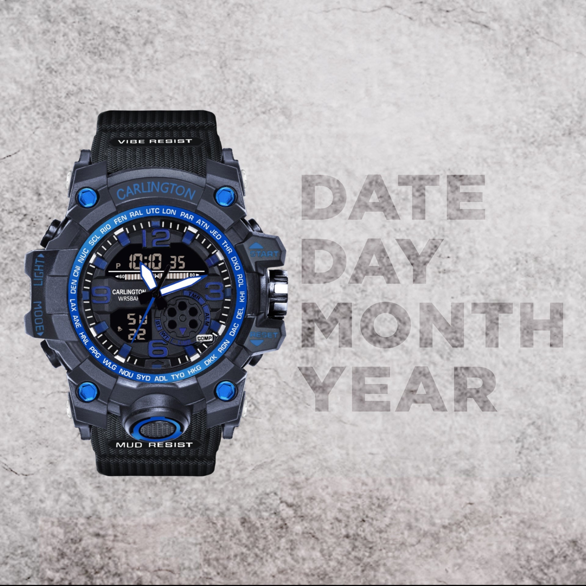 Carlington Analog Digital Sports Watch - 3355 Blue