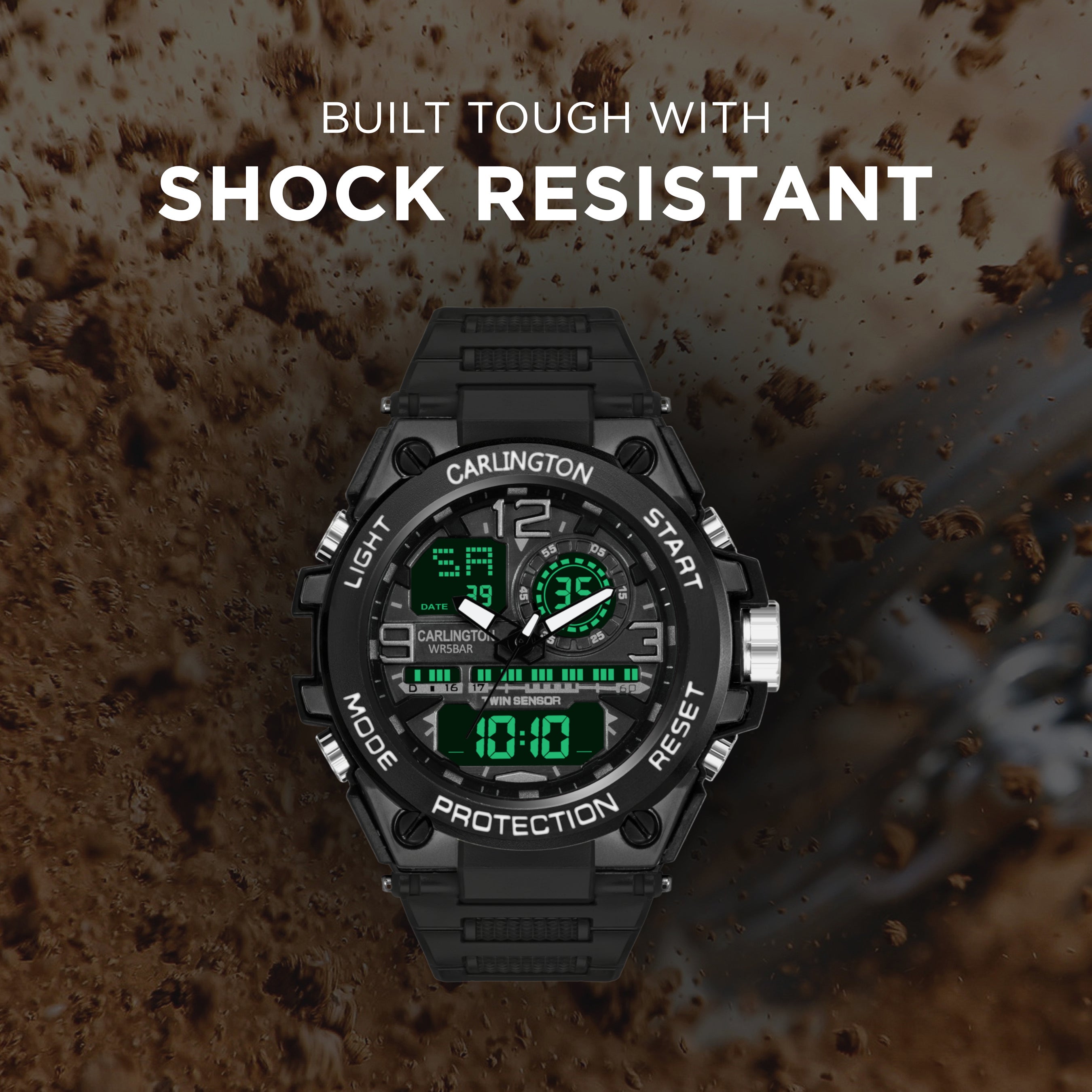 Carlington Analog-Digital Watch - 3377 Black
