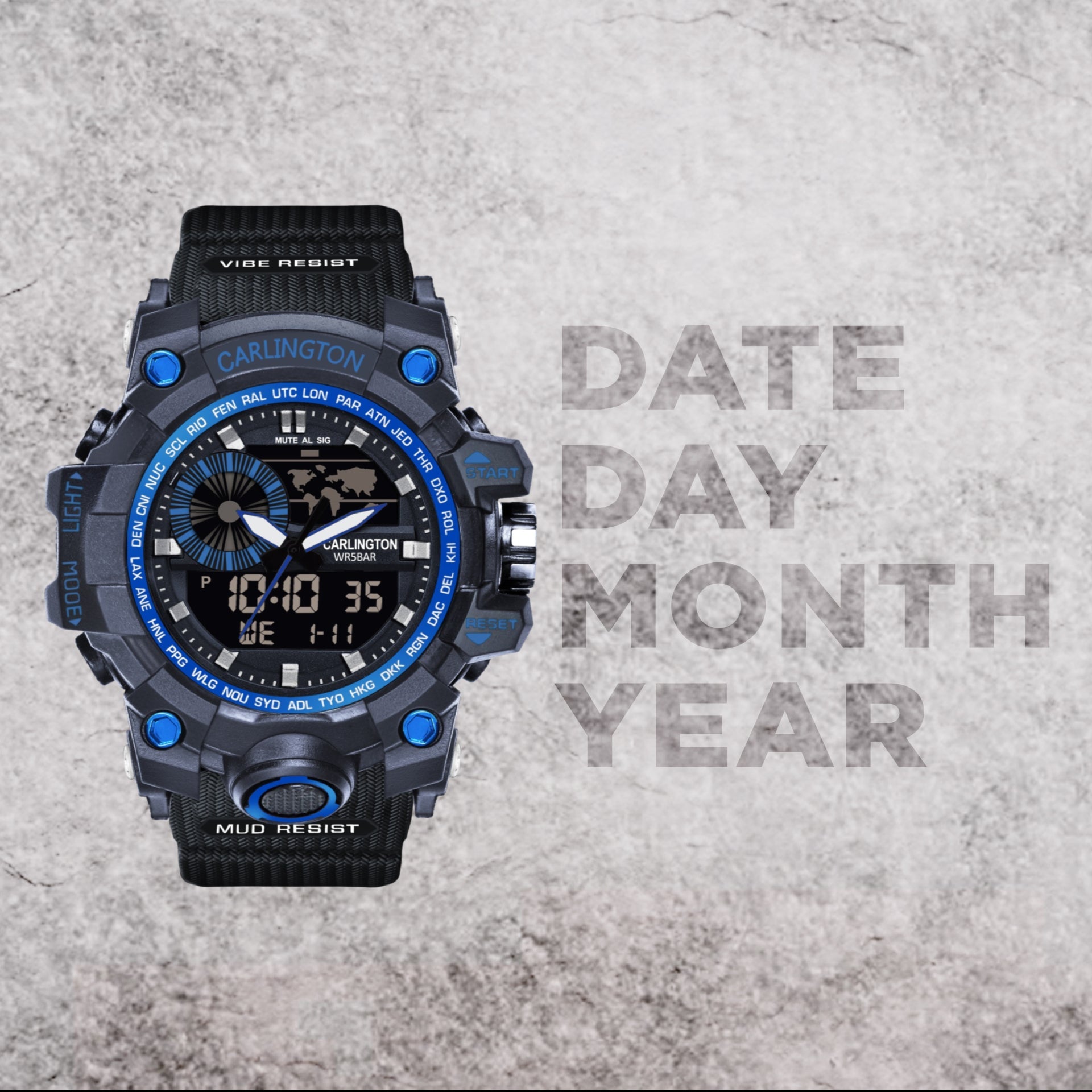 Carlington Analog-Digital Watch - 3388 Blue