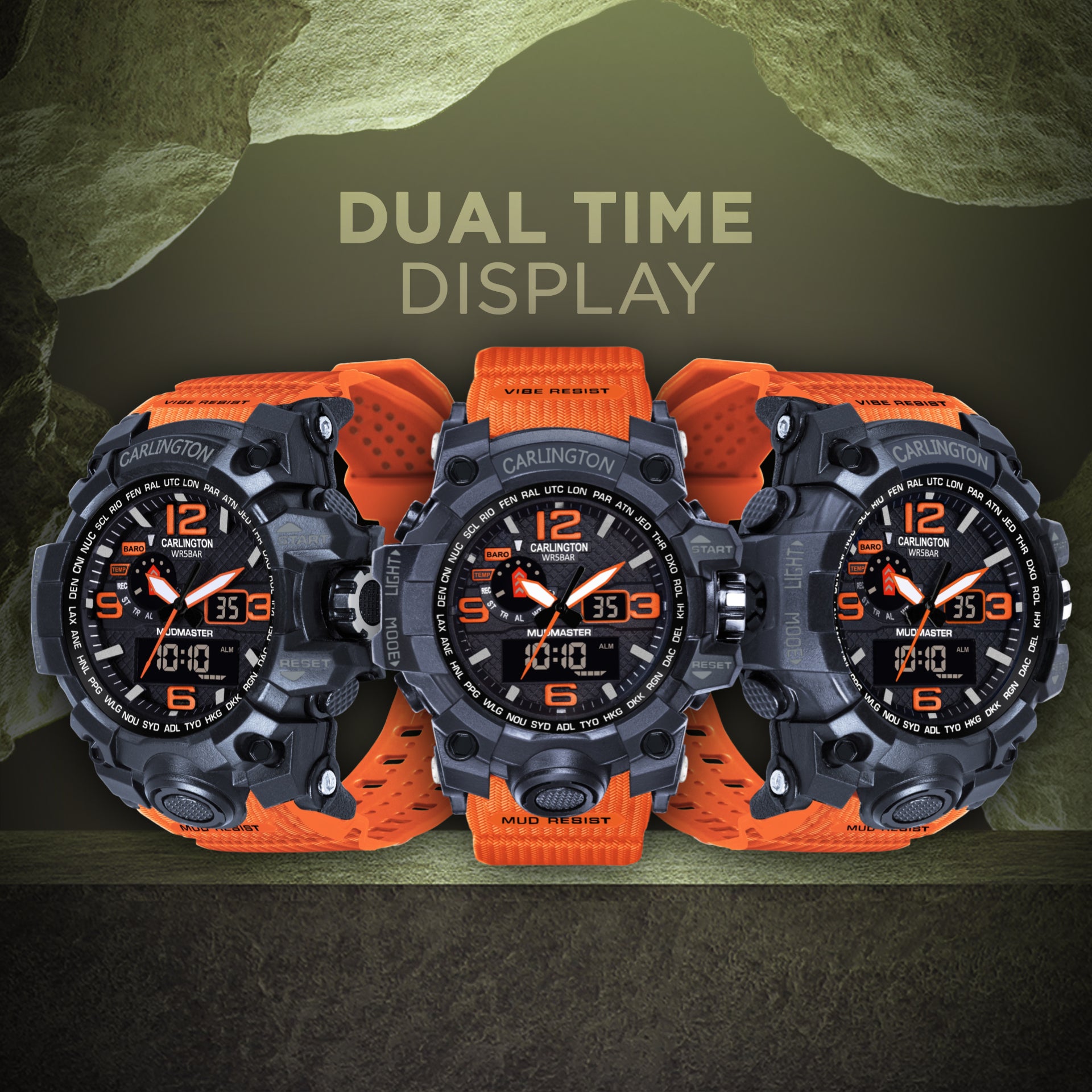 Carlington Aanlog-Digital Watch - 3344 Orange