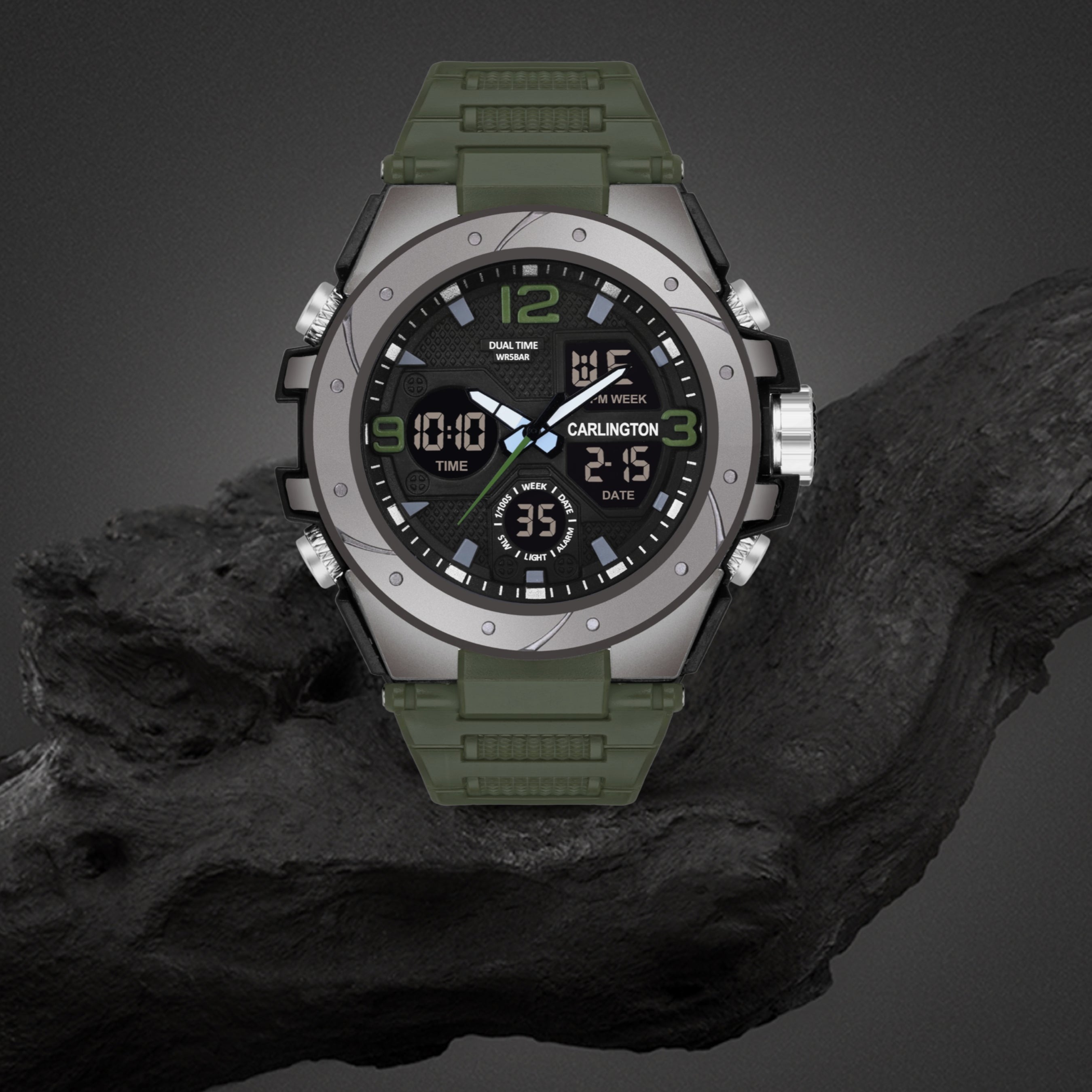 Carlington Aanlog-Digital Watch - 9105 Green