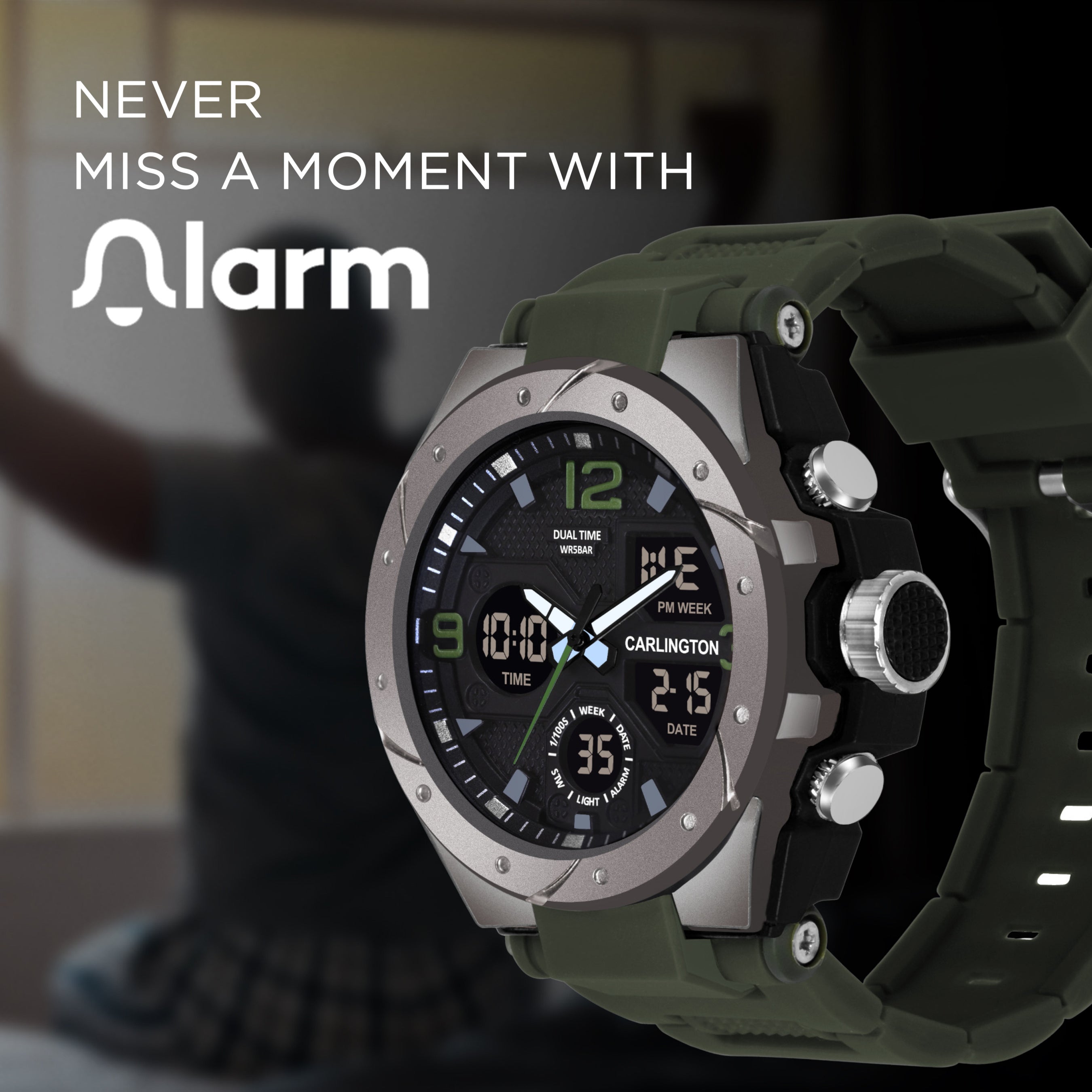 Carlington Aanlog-Digital Watch - 9105 Green