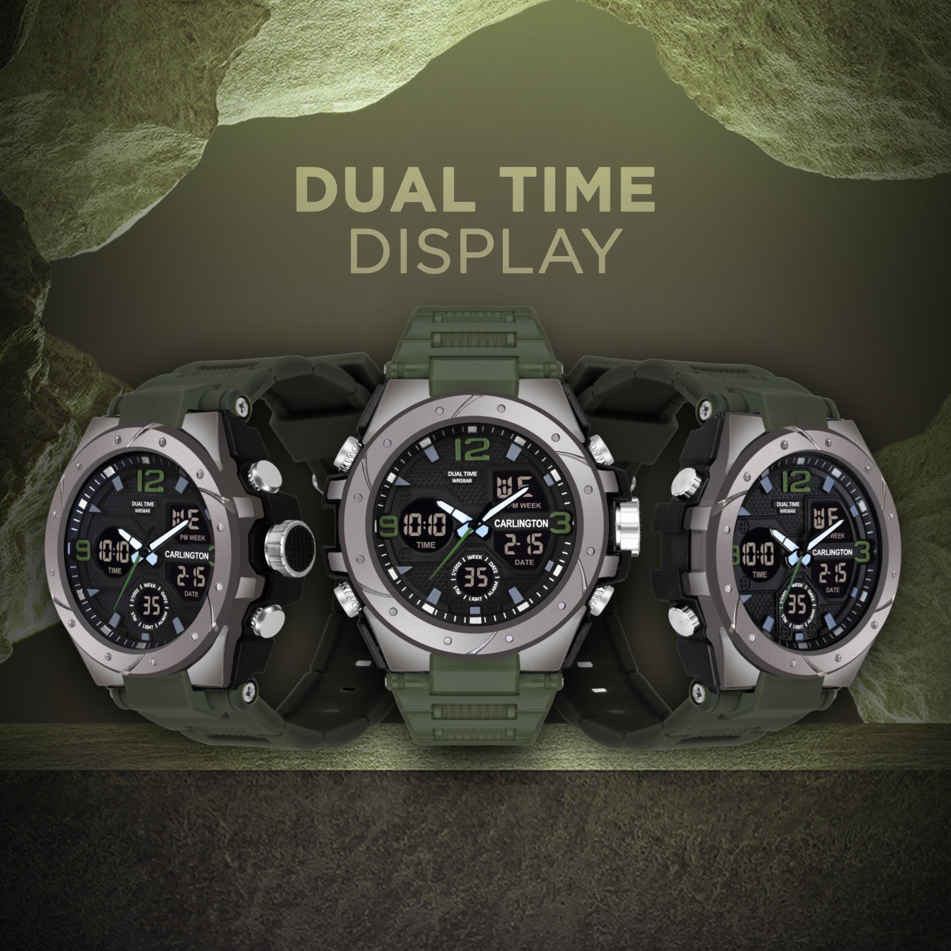 Carlington Aanlog-Digital Watch - 9105 Green