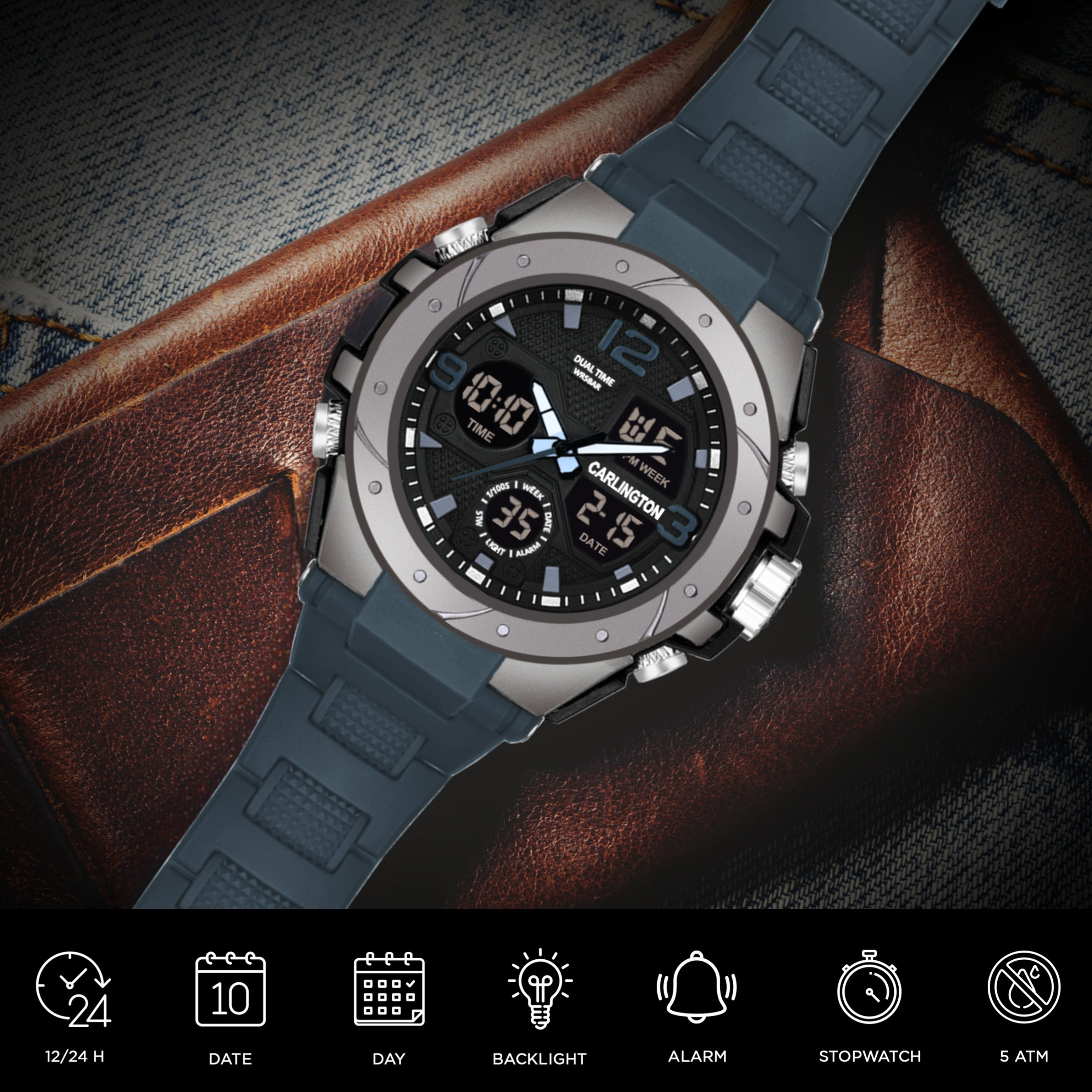 Carlington Aanlog-Digital Watch - 9105 Teal