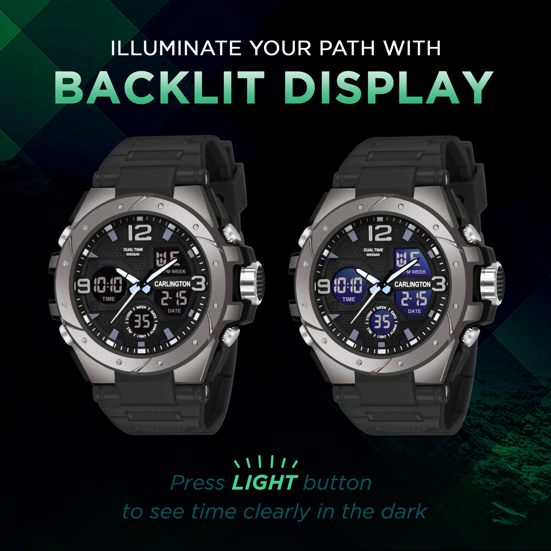 Carlington Aanlog-Digital Watch - 9105 Black