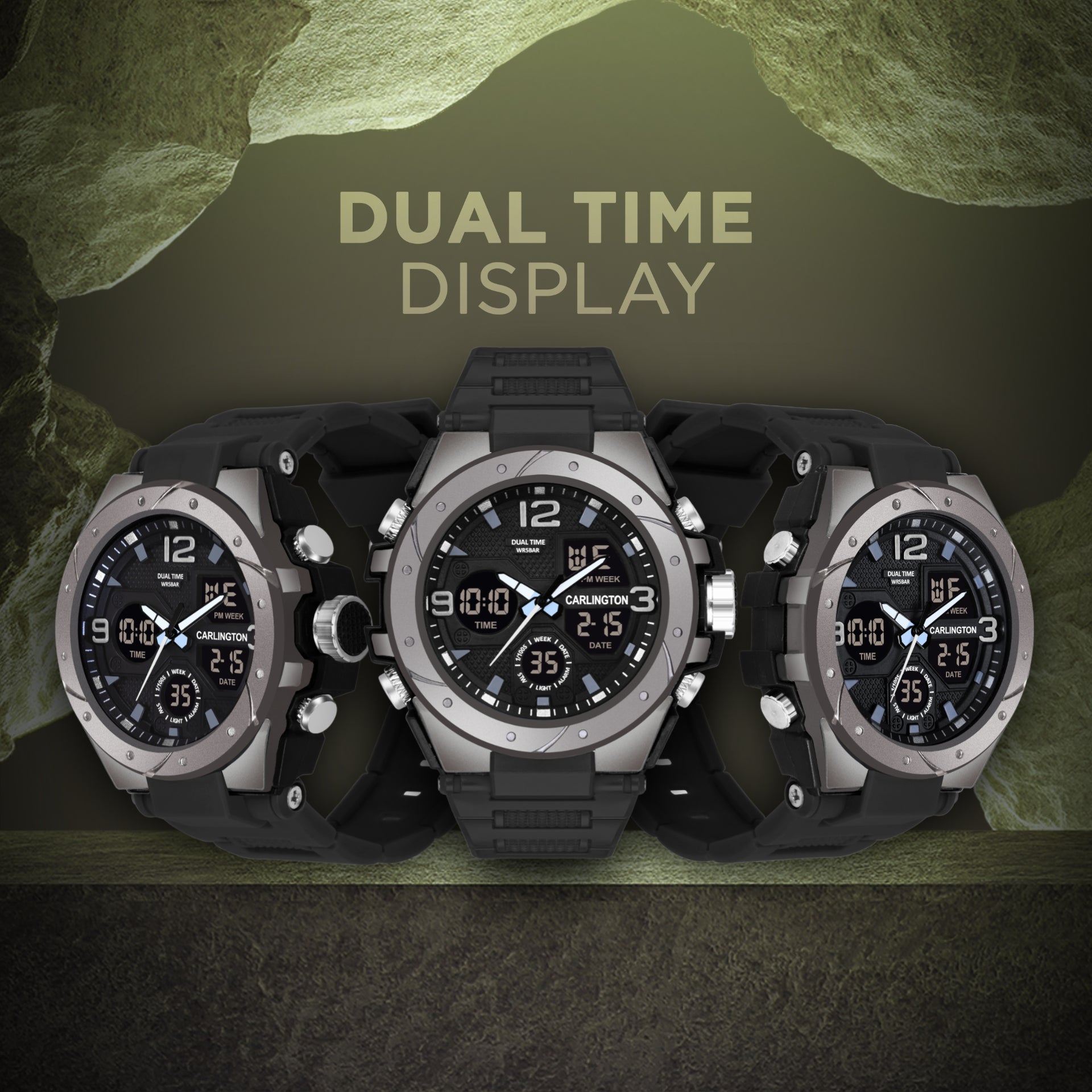 Carlington Aanlog-Digital Watch - 9105 Black