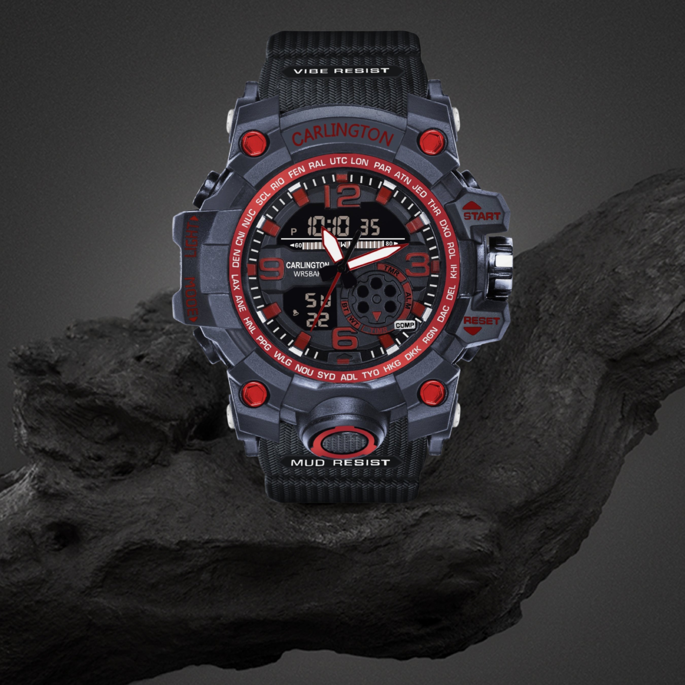 Carlington Analog Digital Sports Watch - 3355 Red