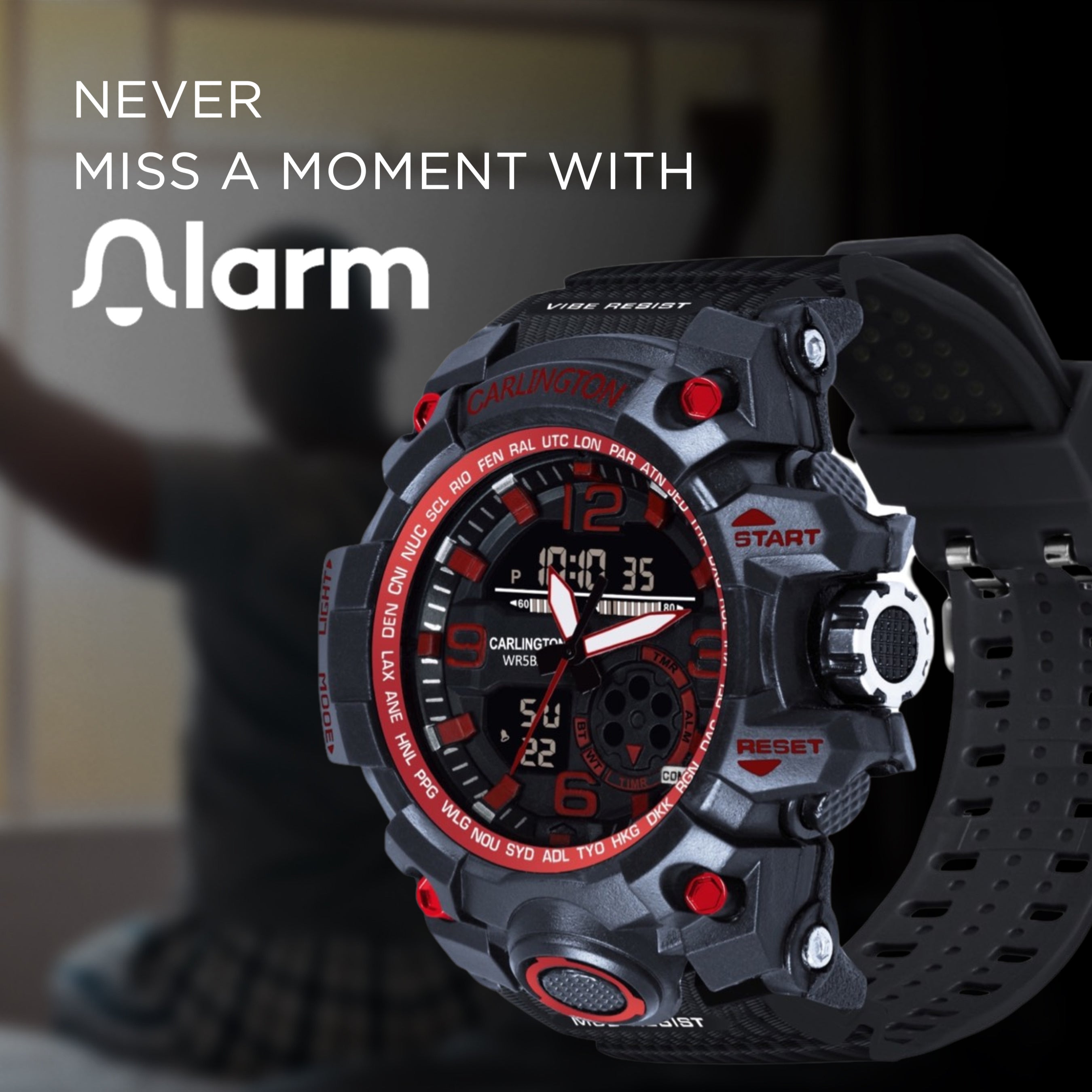 Carlington Analog Digital Sports Watch - 3355 Red