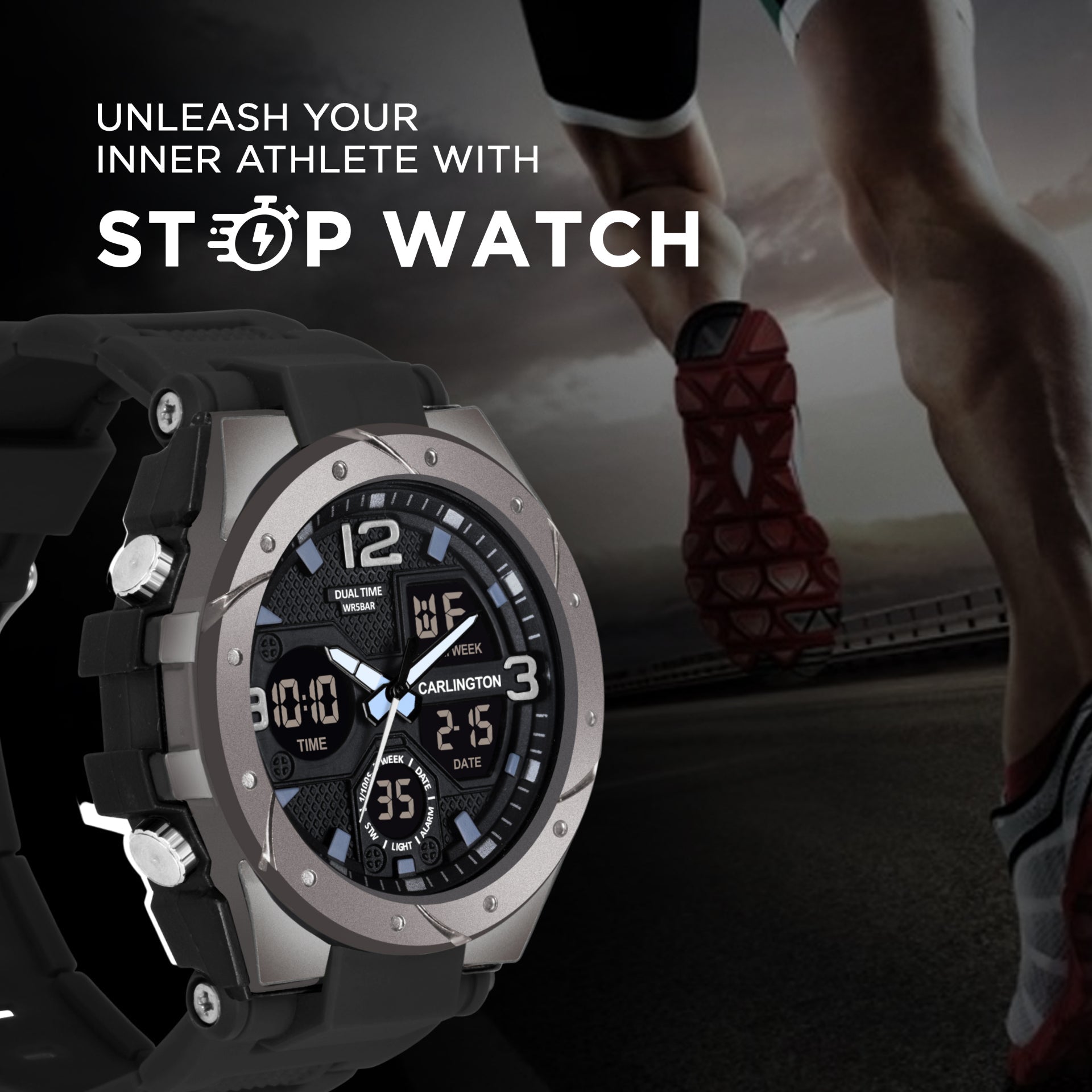 Carlington Aanlog-Digital Watch - 9105 Black