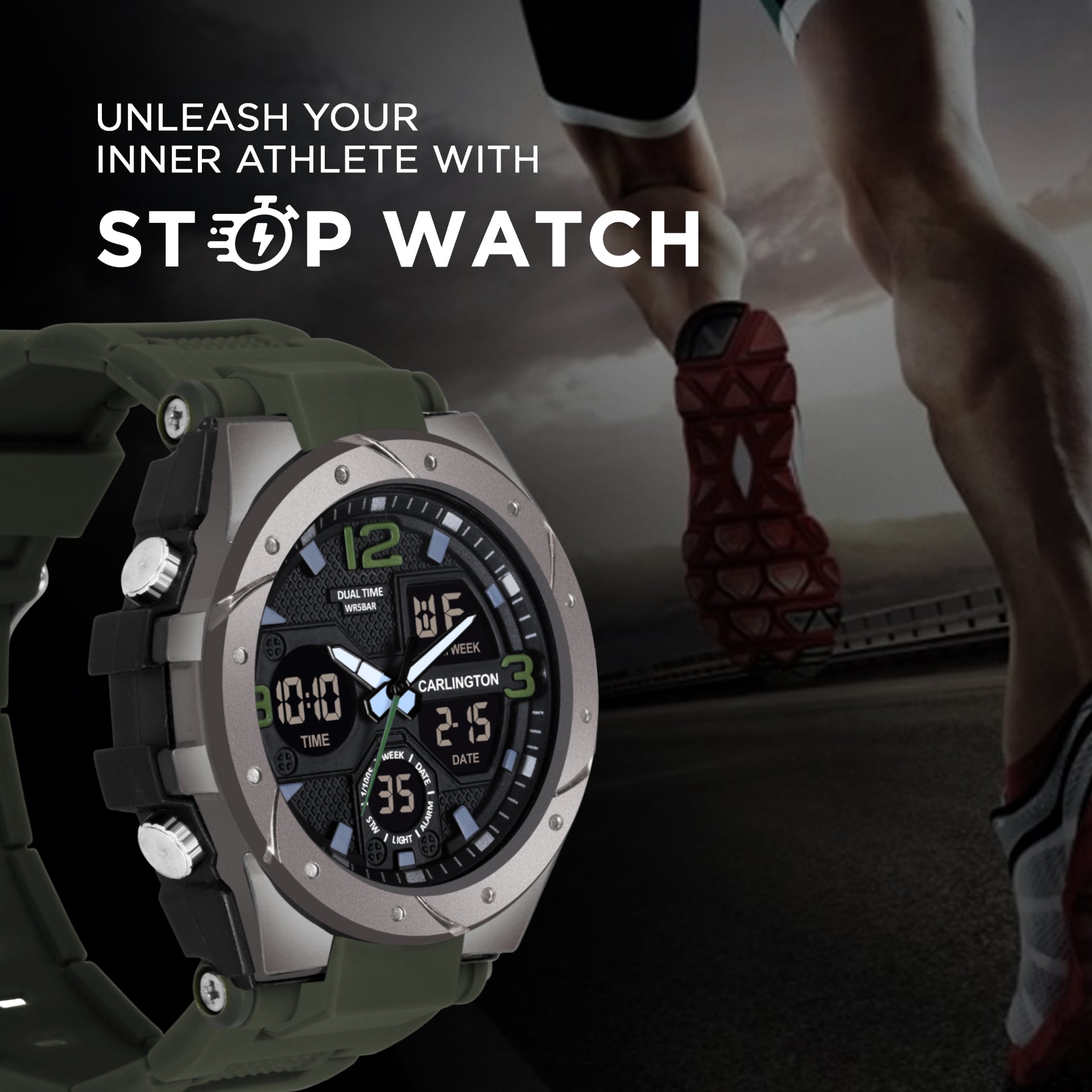 Carlington Aanlog-Digital Watch - 9105 Green