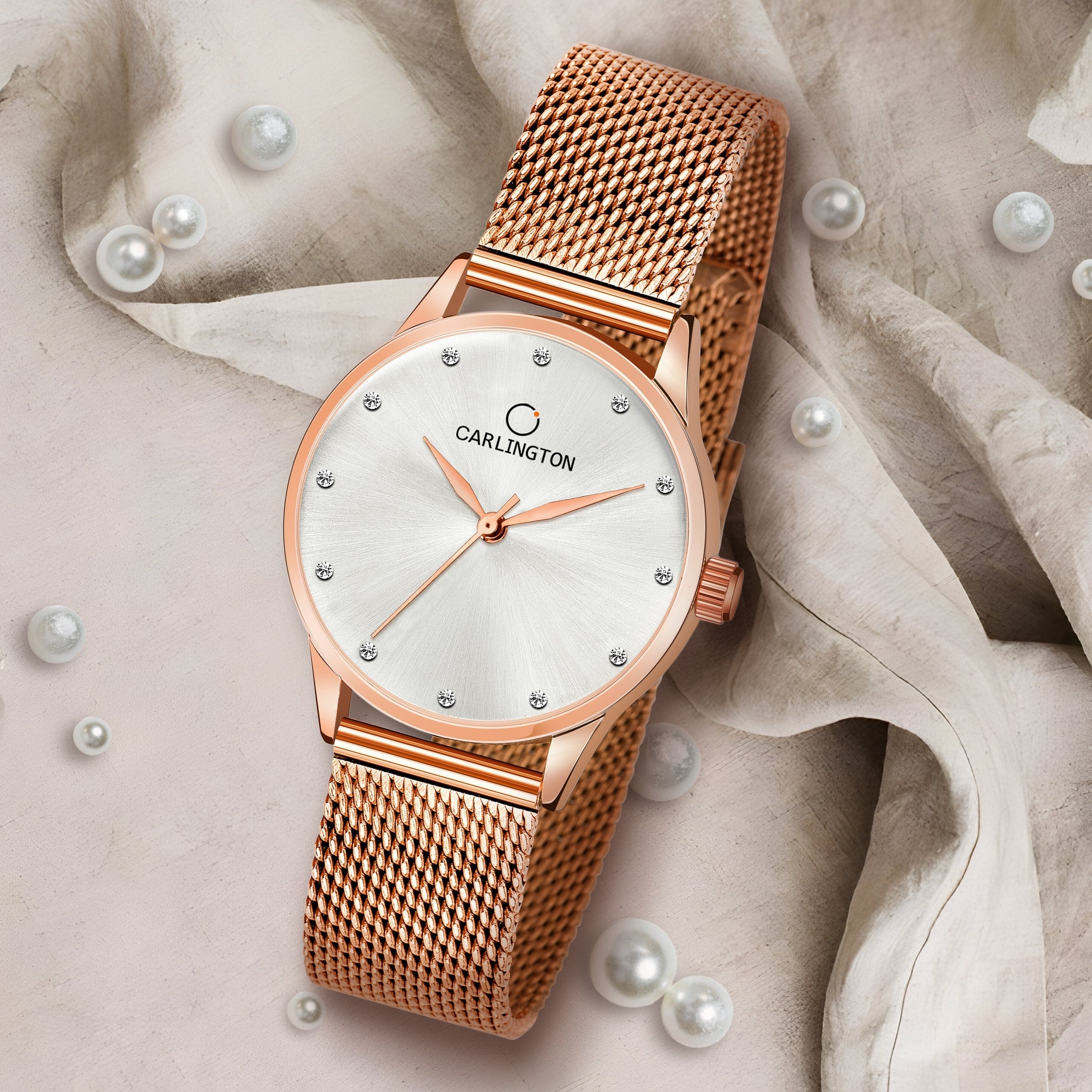 Carlington elite analog ladies watch CT 2009 rosewhite