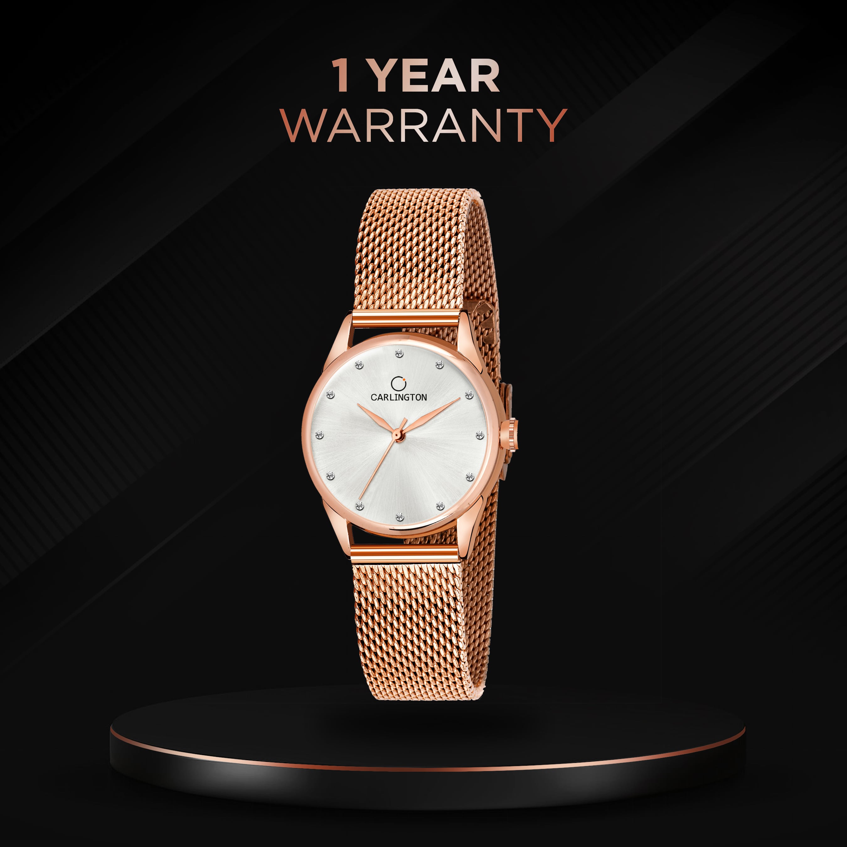 Carlington elite analog ladies watch CT 2009 rosewhite