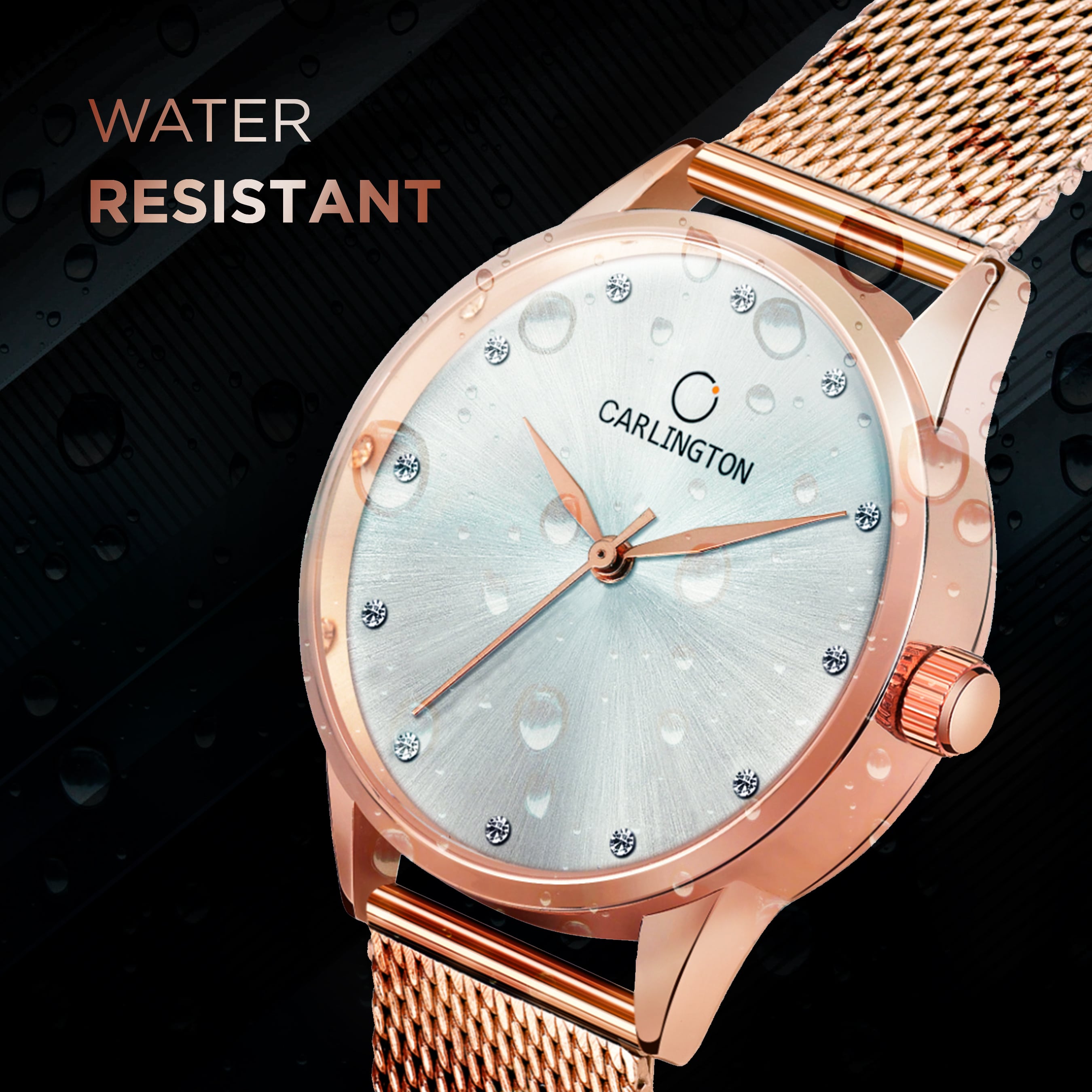 Carlington elite analog ladies watch CT 2009 rosewhite