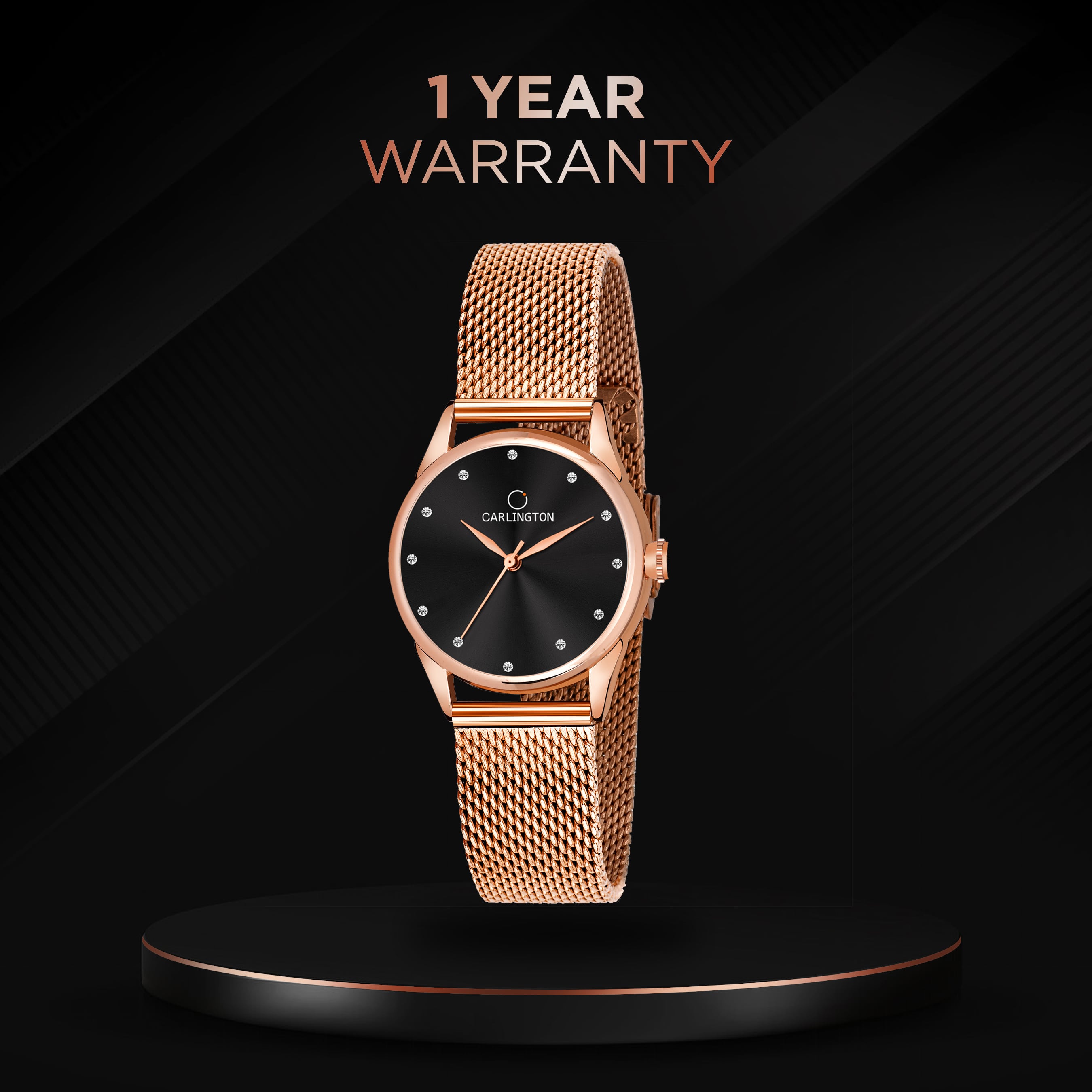 Carlington elite analog ladies watch CT 2009 roseblack