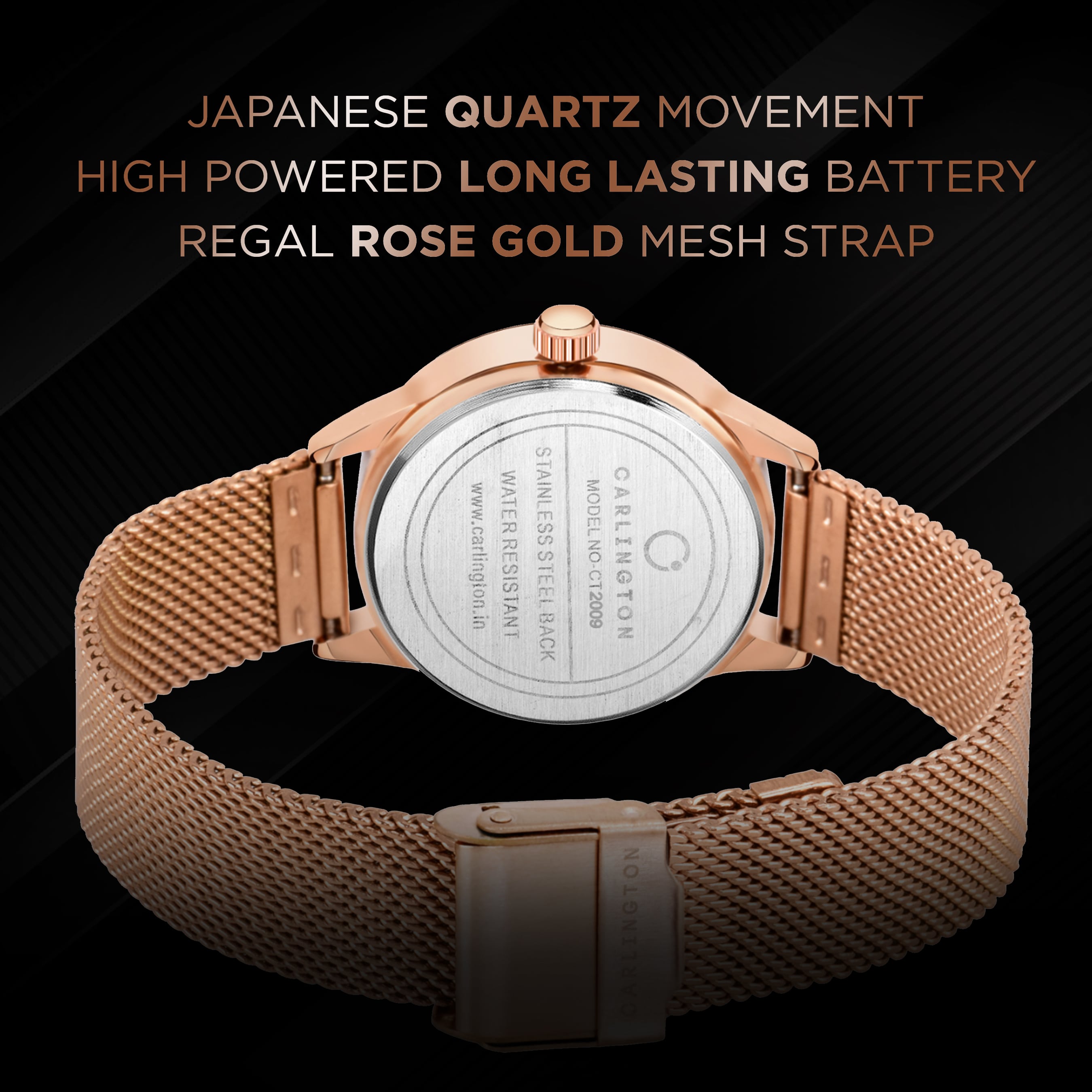 Carlington elite analog ladies watch CT 2009 rosegold